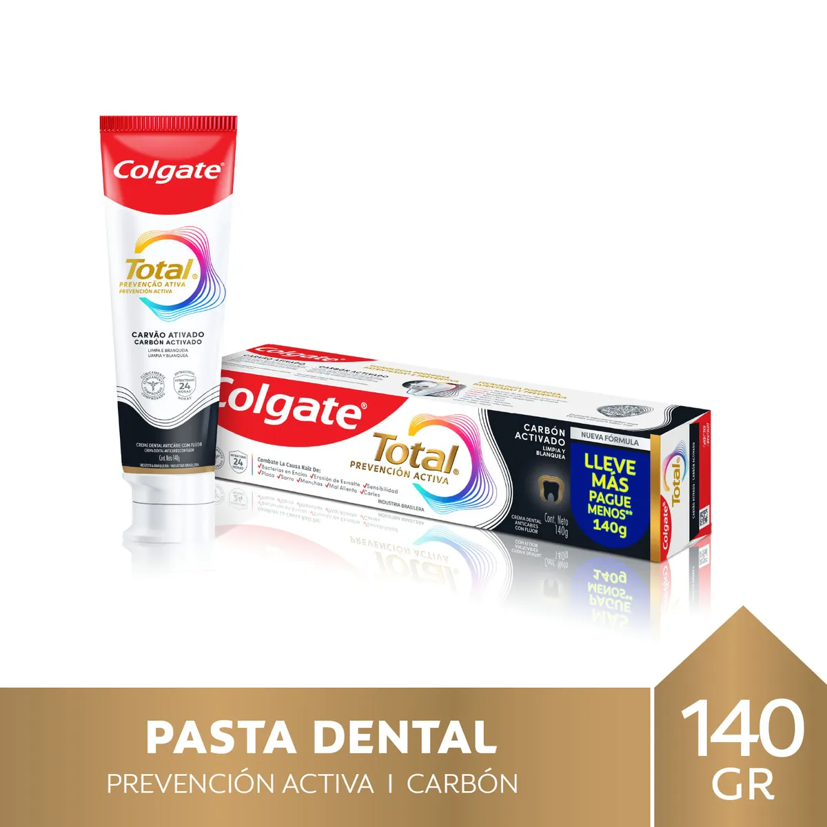Pasta dental Colgate Total carbón activado con flúor 140 grs