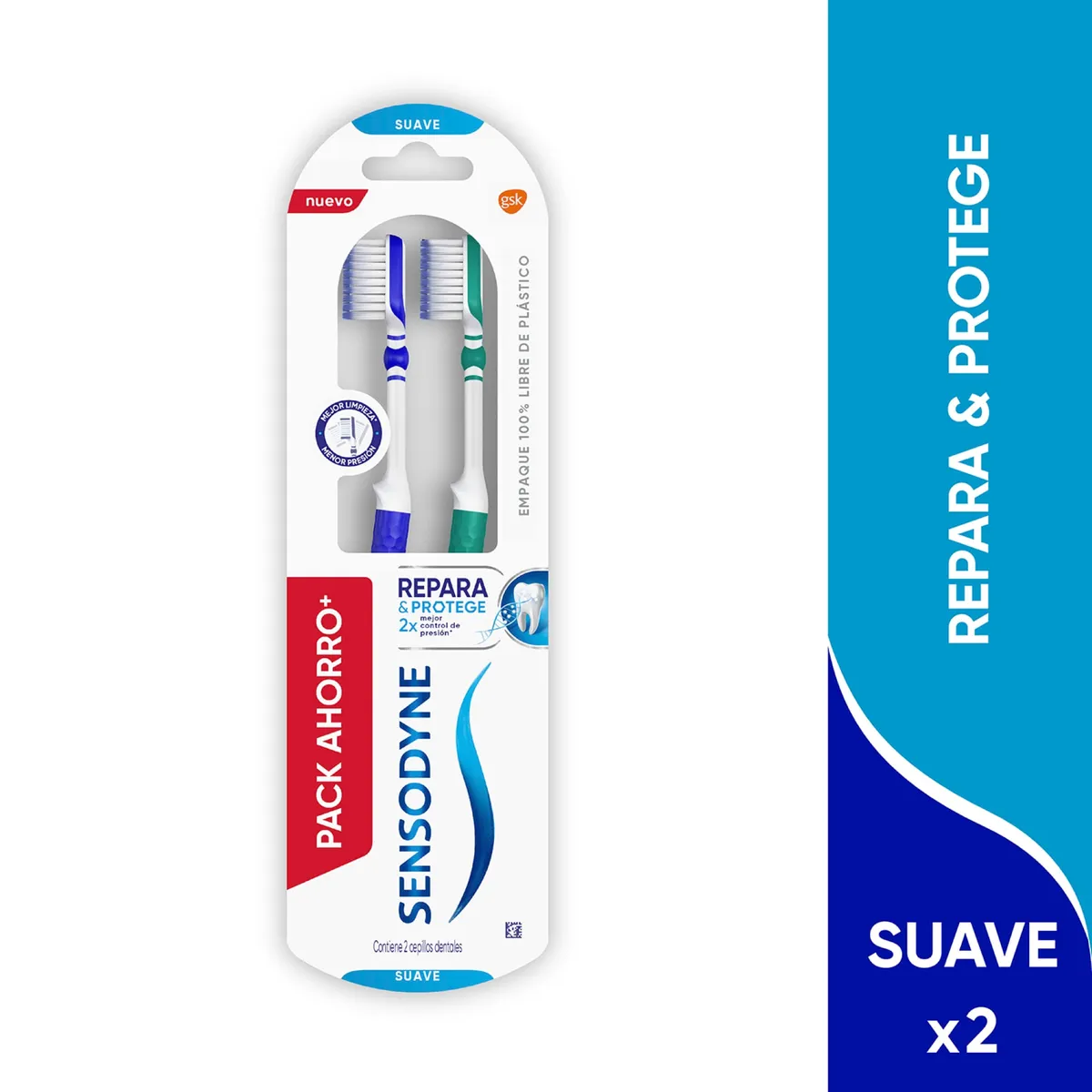 Cepillo dental Sensodyne repara & protege x2 Suave.