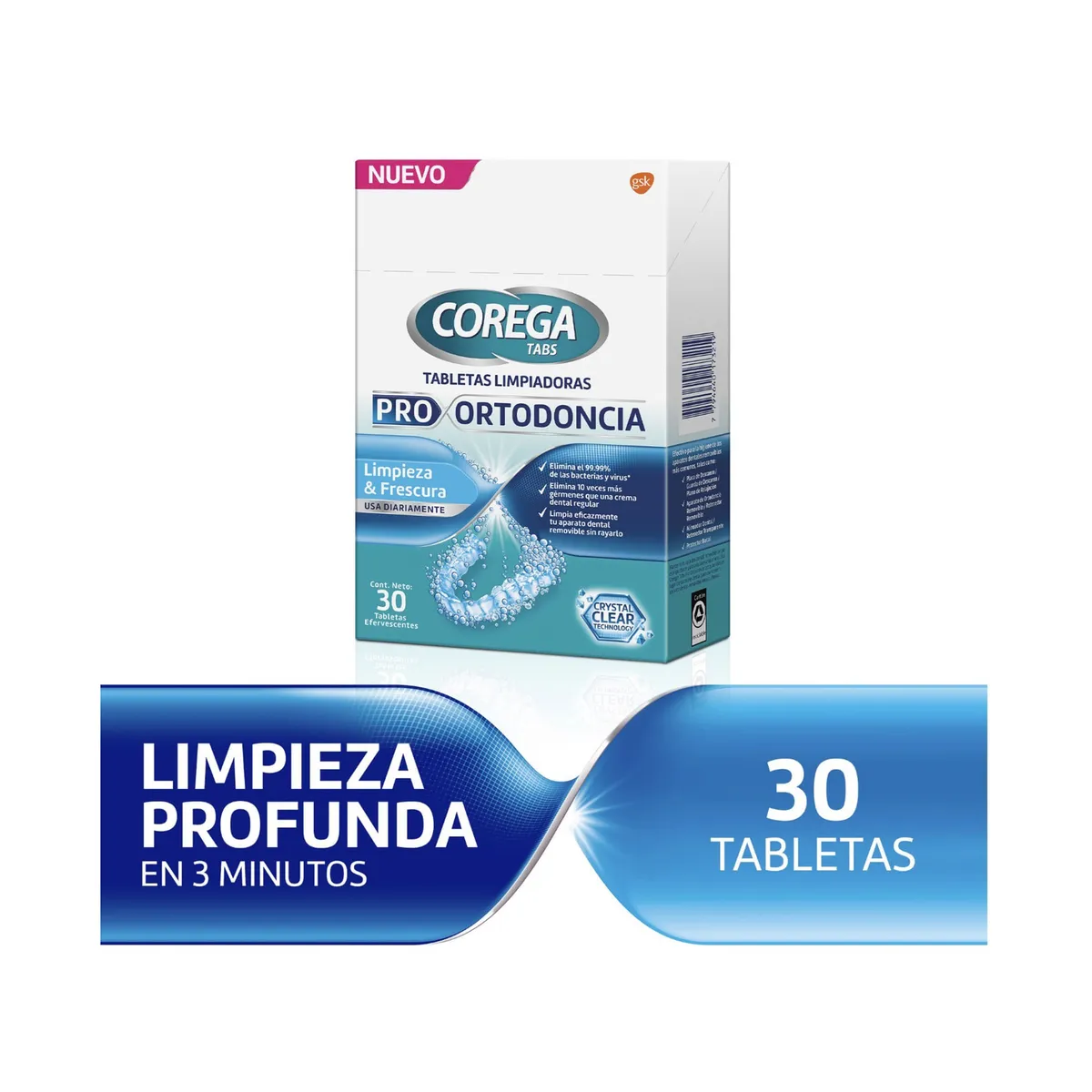 Tabletas limpiadoras Corega pro ort tabs 30 uni