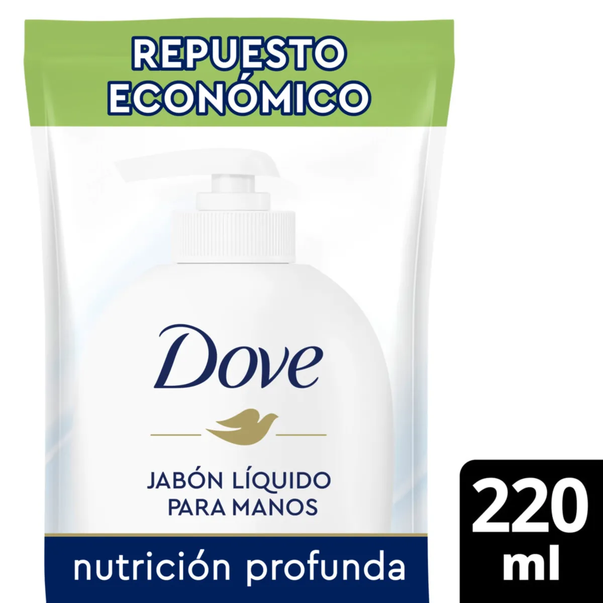 Jabón líquido para manos Dove nutrición profunda repuesto 220 cc.