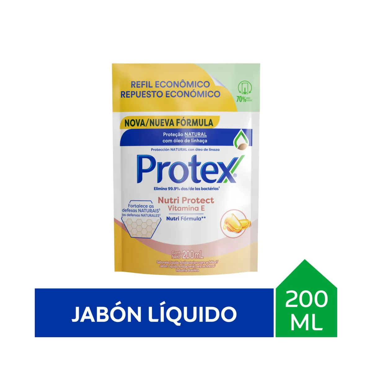 Jabón líquido Protex vitamina E doypack 200 ml.