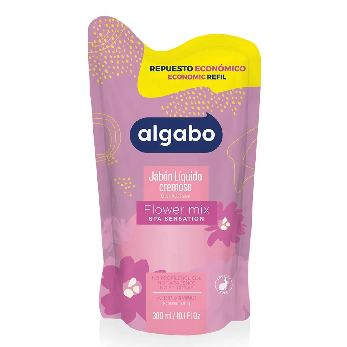 Jabón líquido Algabo flower milk repuesto 300 cc.