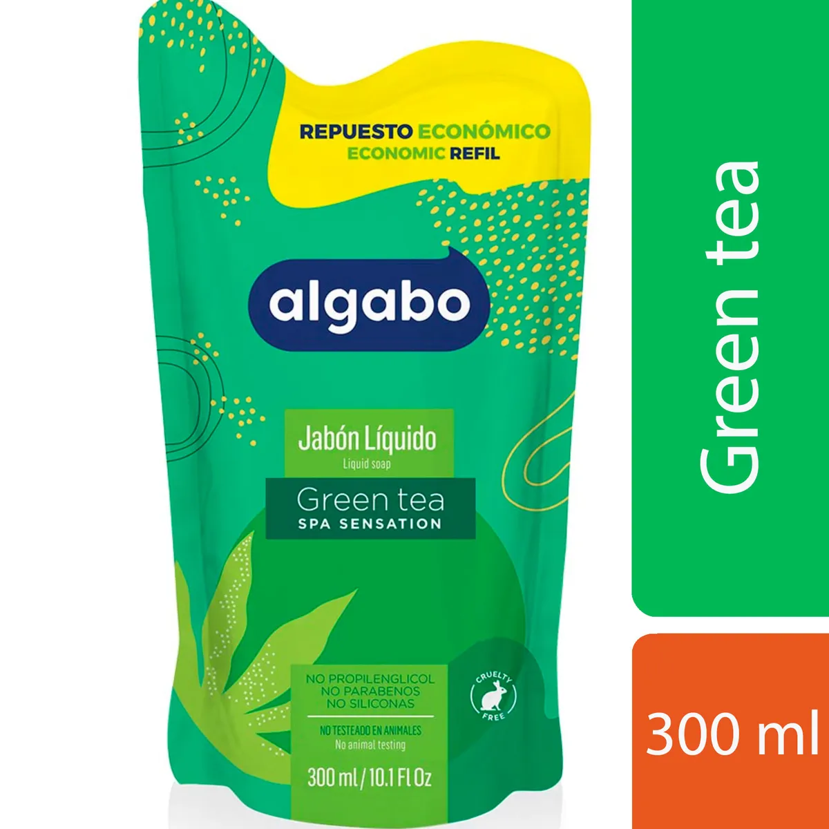 Jabón líquido Algabo green tea repuesto 300 cc.