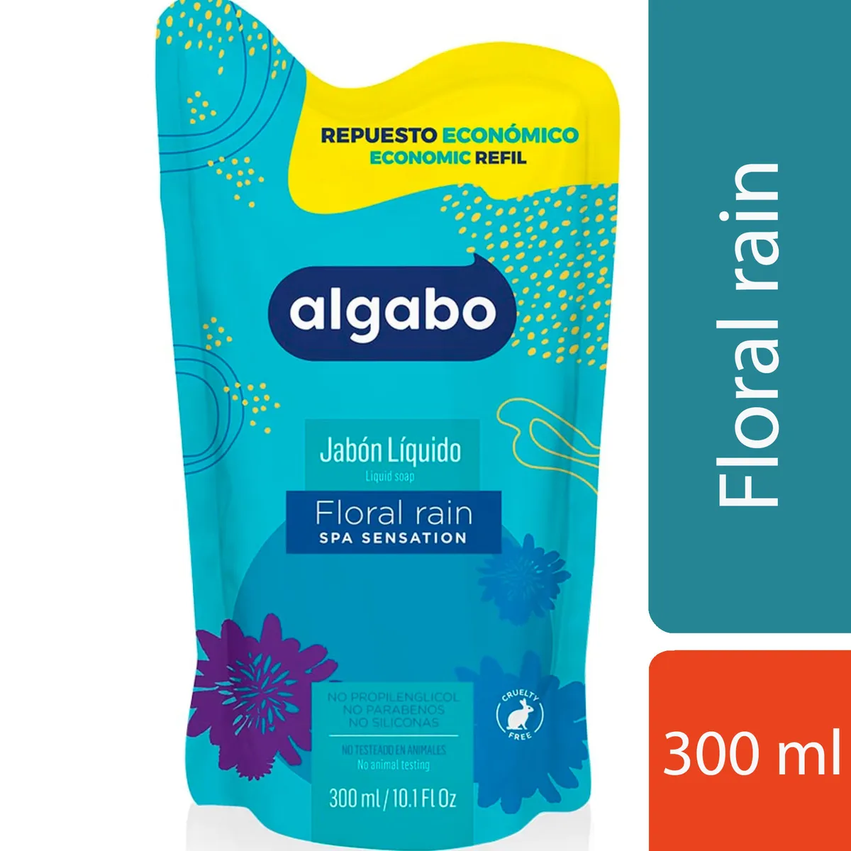 Jabón líquido Algabo floral rain repuesto 300 cc.