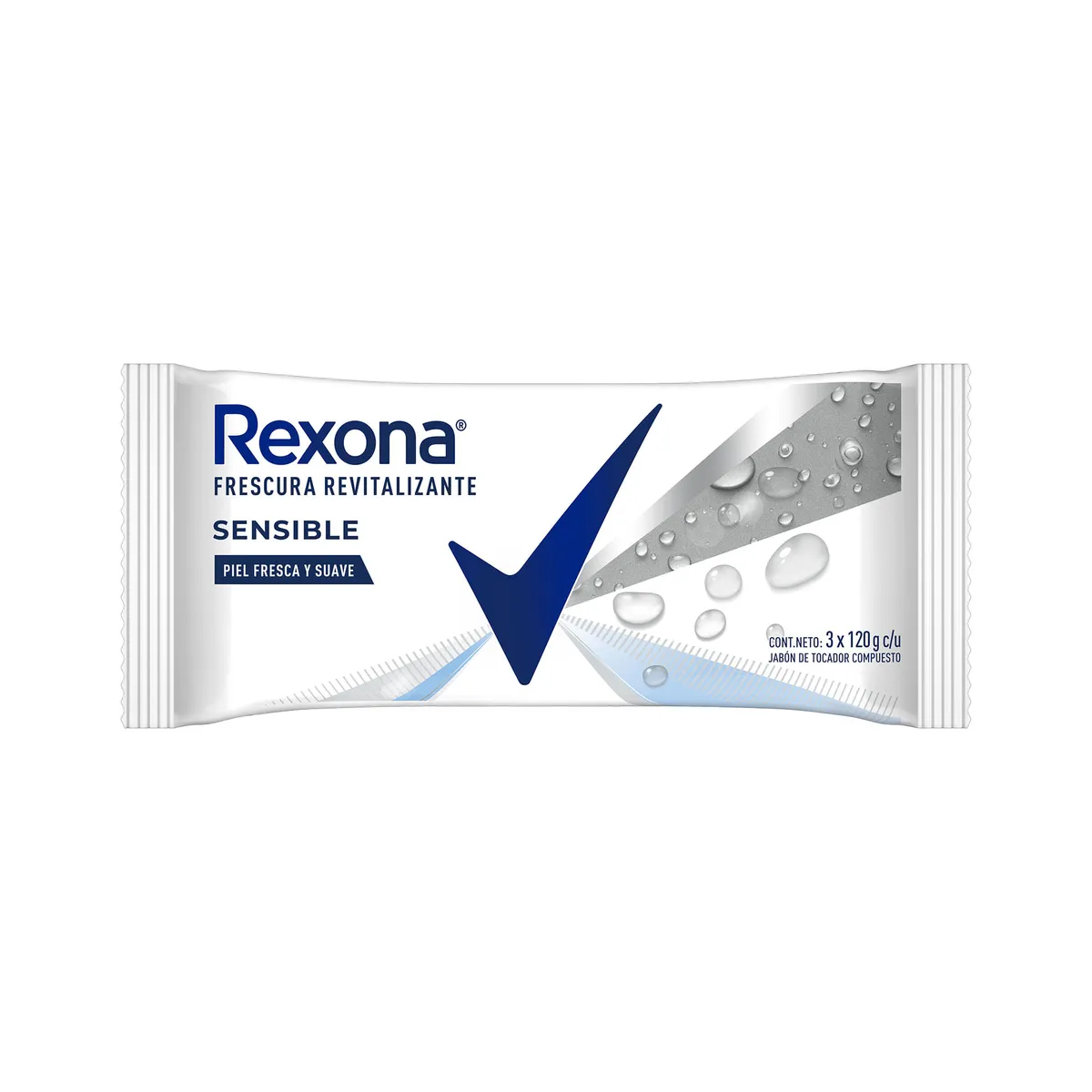 Jabón de tocador Rexona sensible x3 120 g.