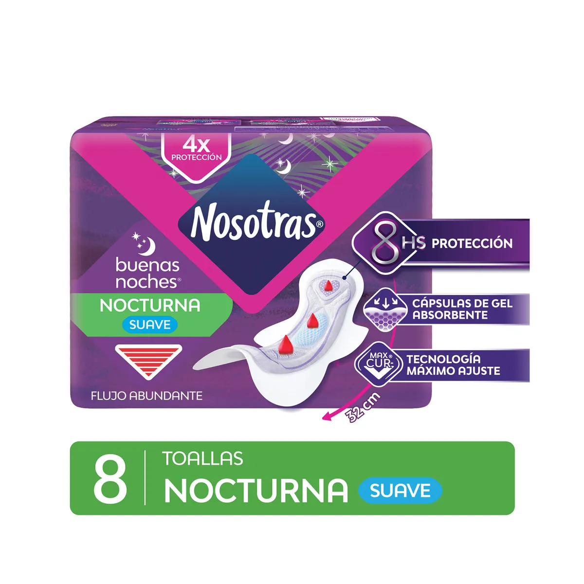 Toalla Nosotras buenas noches suave MAX CURV 8 uni