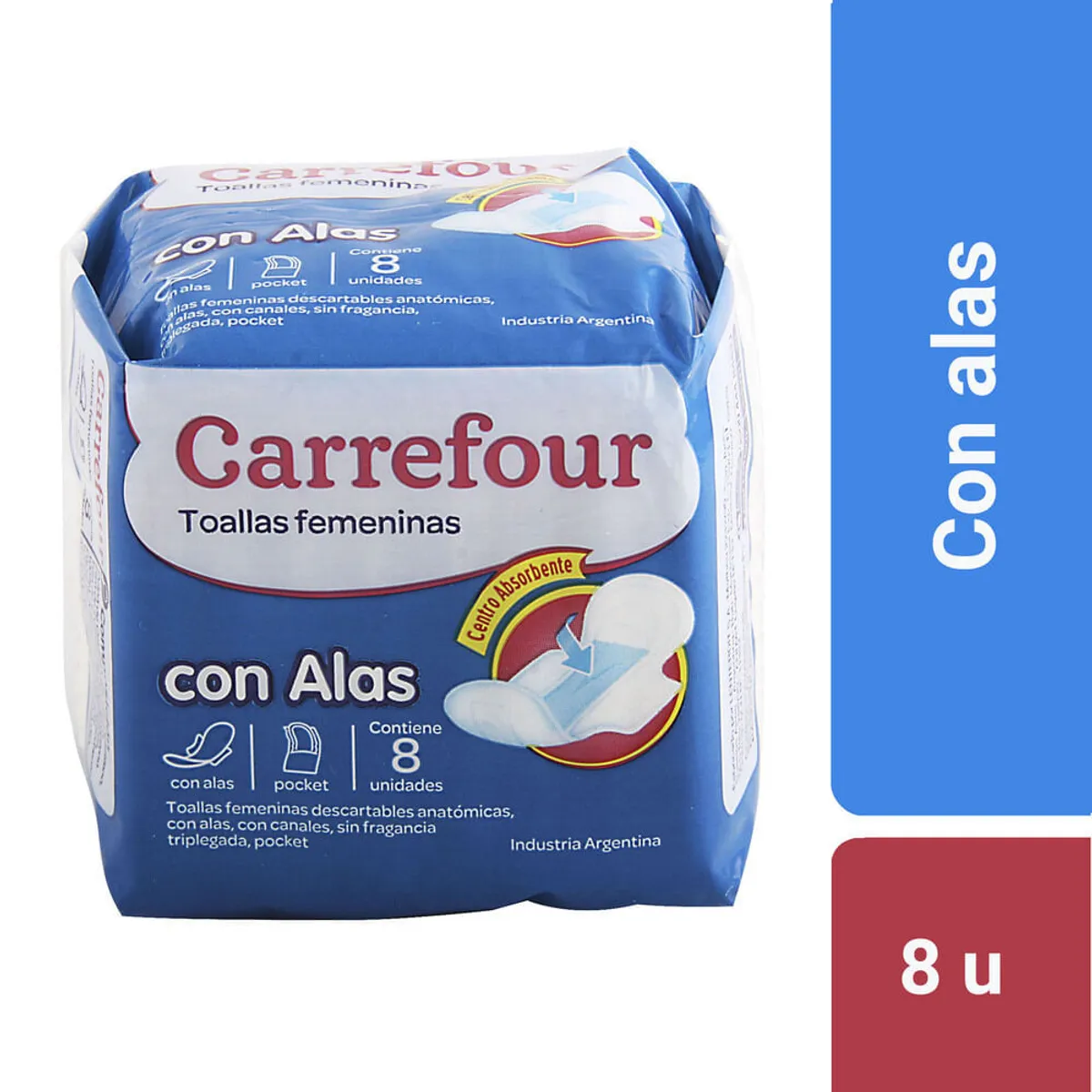 Toallas femeninas Carrefour con alas 8 u.