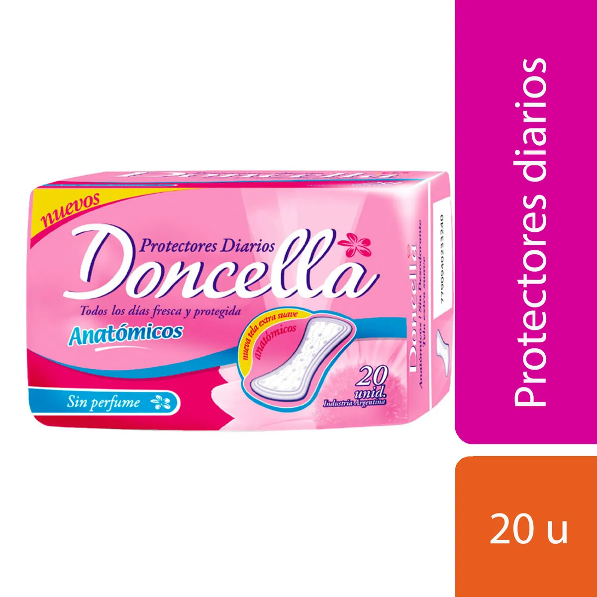 Protectores diarios Doncella anatomicos sin perfume 20 u.