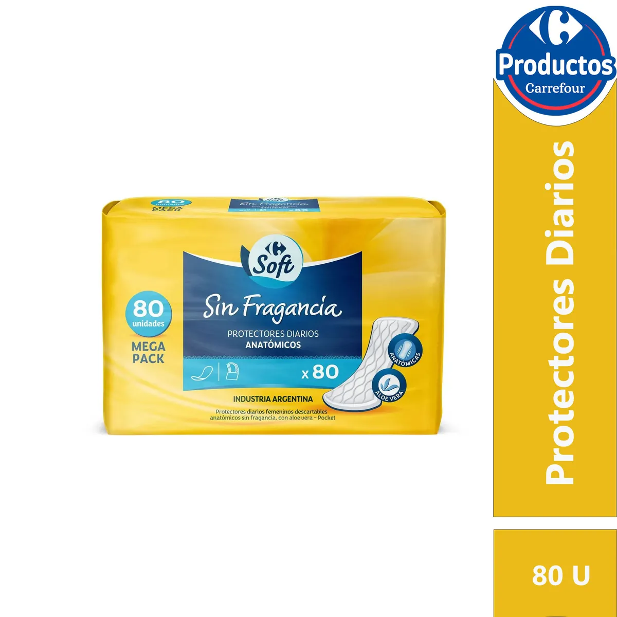 Protectores diarios Carrefour anatómicos 80 u.