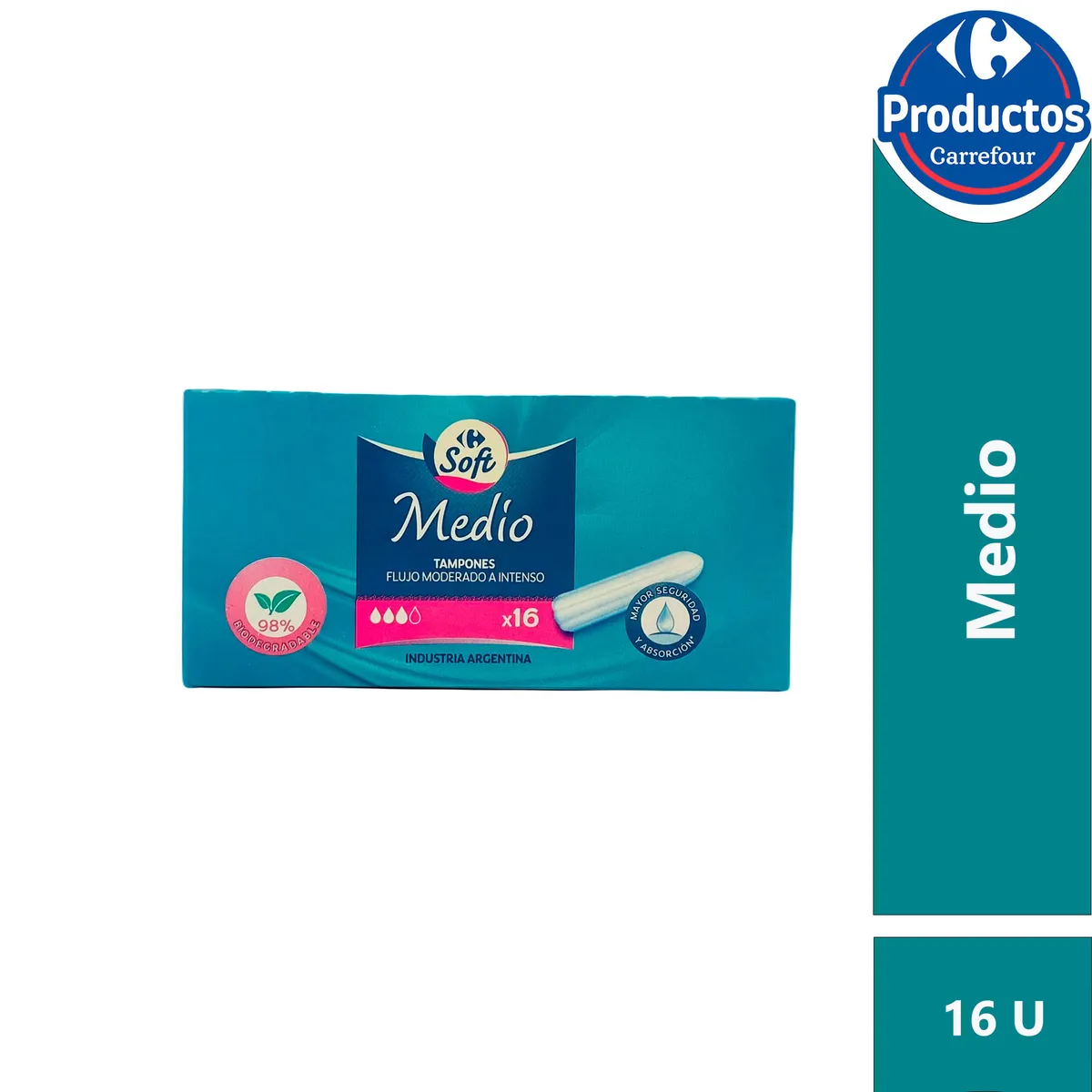 Tampones medio Carrefour soft 16 uni.
