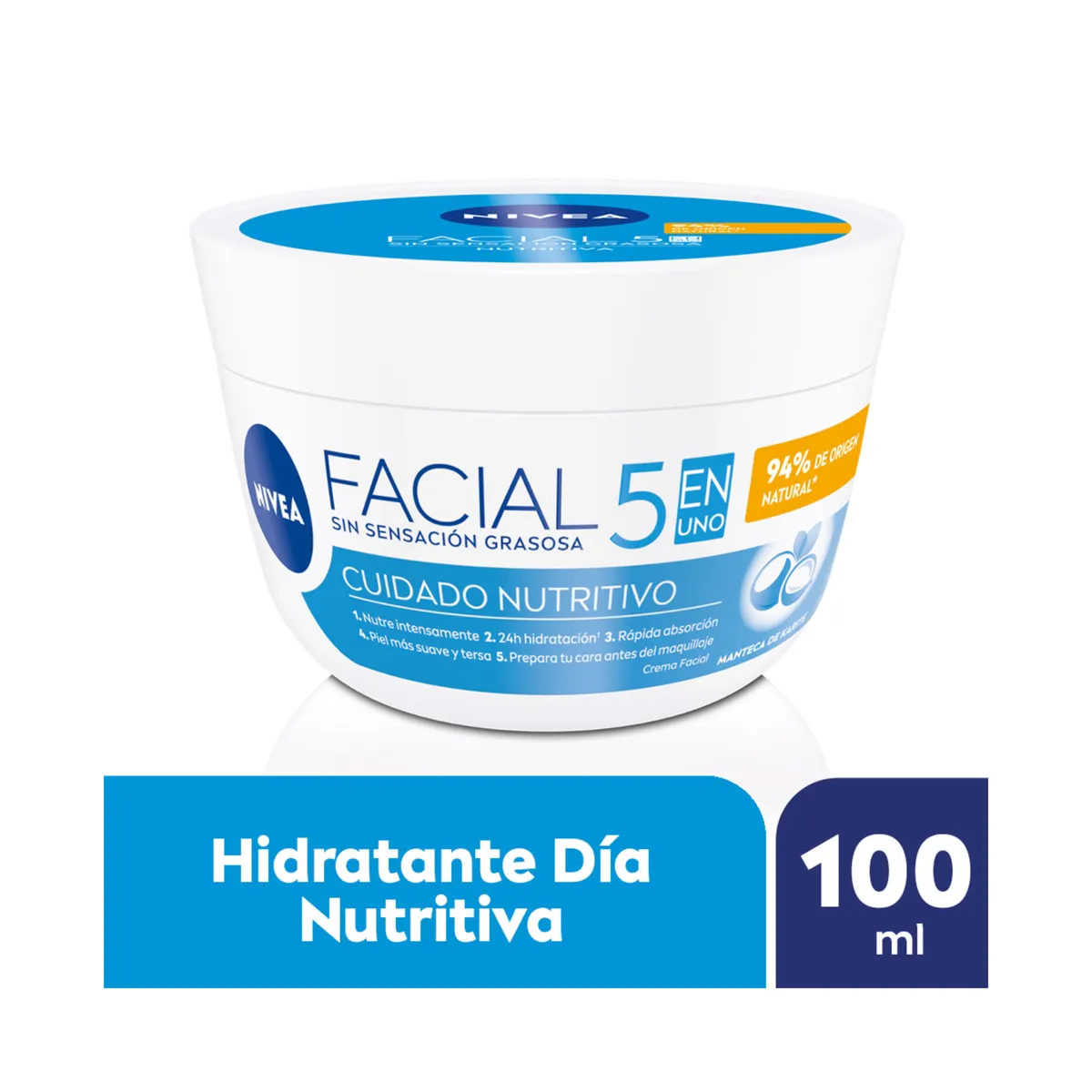 Crema facial 5 en 1 Nivea Cuidado Nutritivo para todo tipo de piel 100 ml.