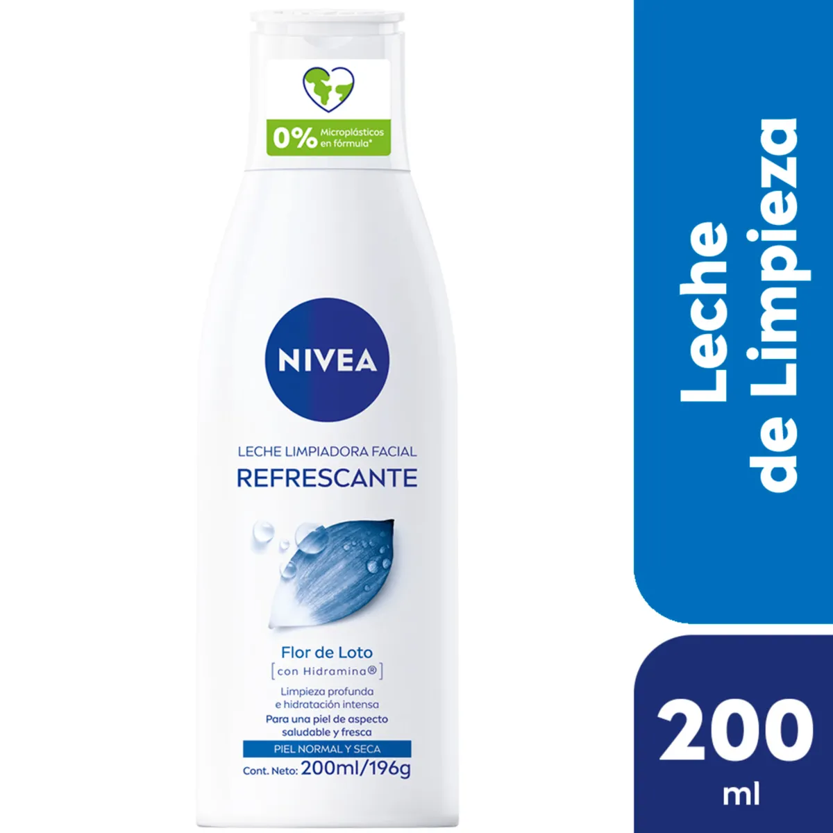 Leche limpiadora facial refrescante Nivea piel normal y seca 200 ml.