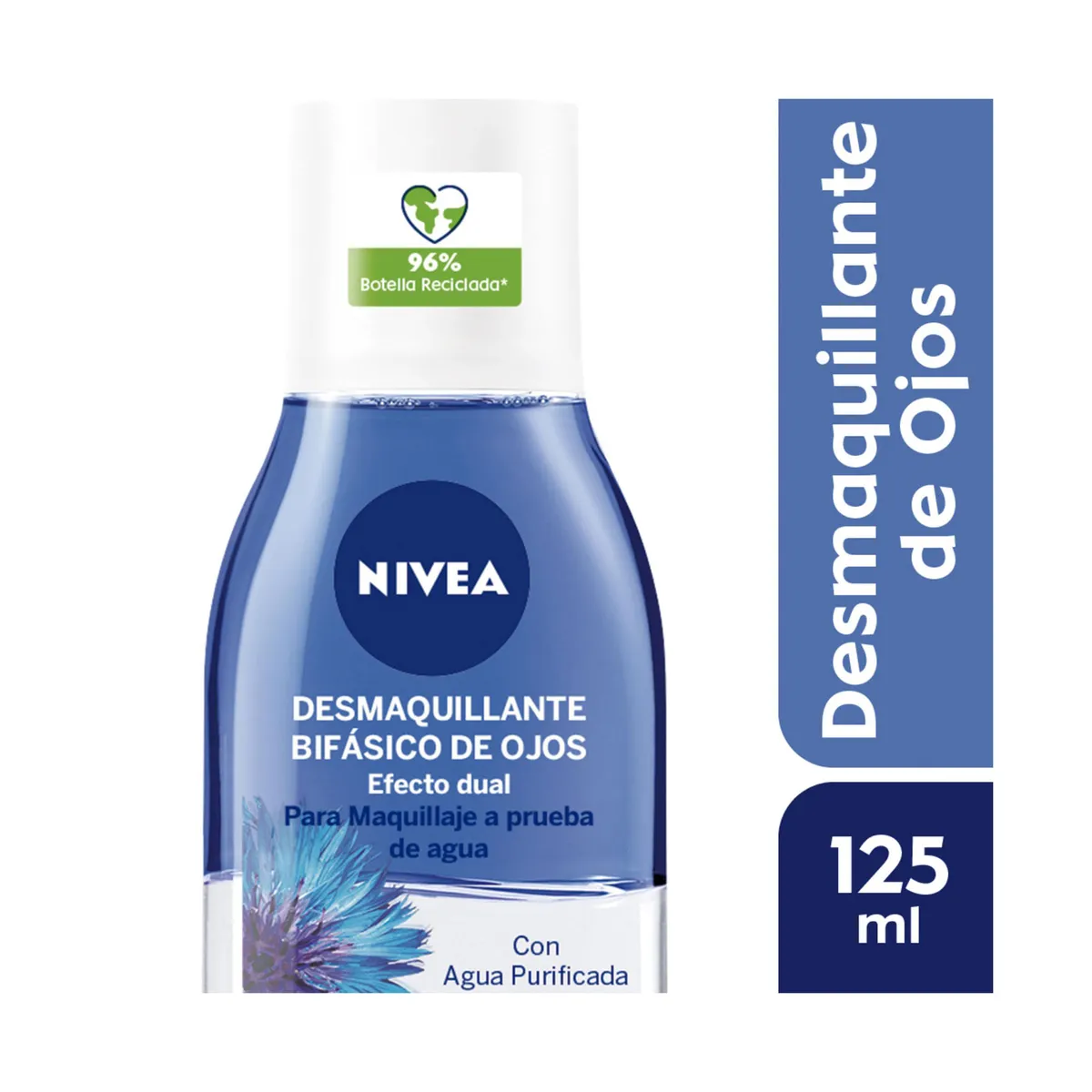 Desmaquillante bifásico de ojos Nivea efecto dual para piel sensible 125 ml.