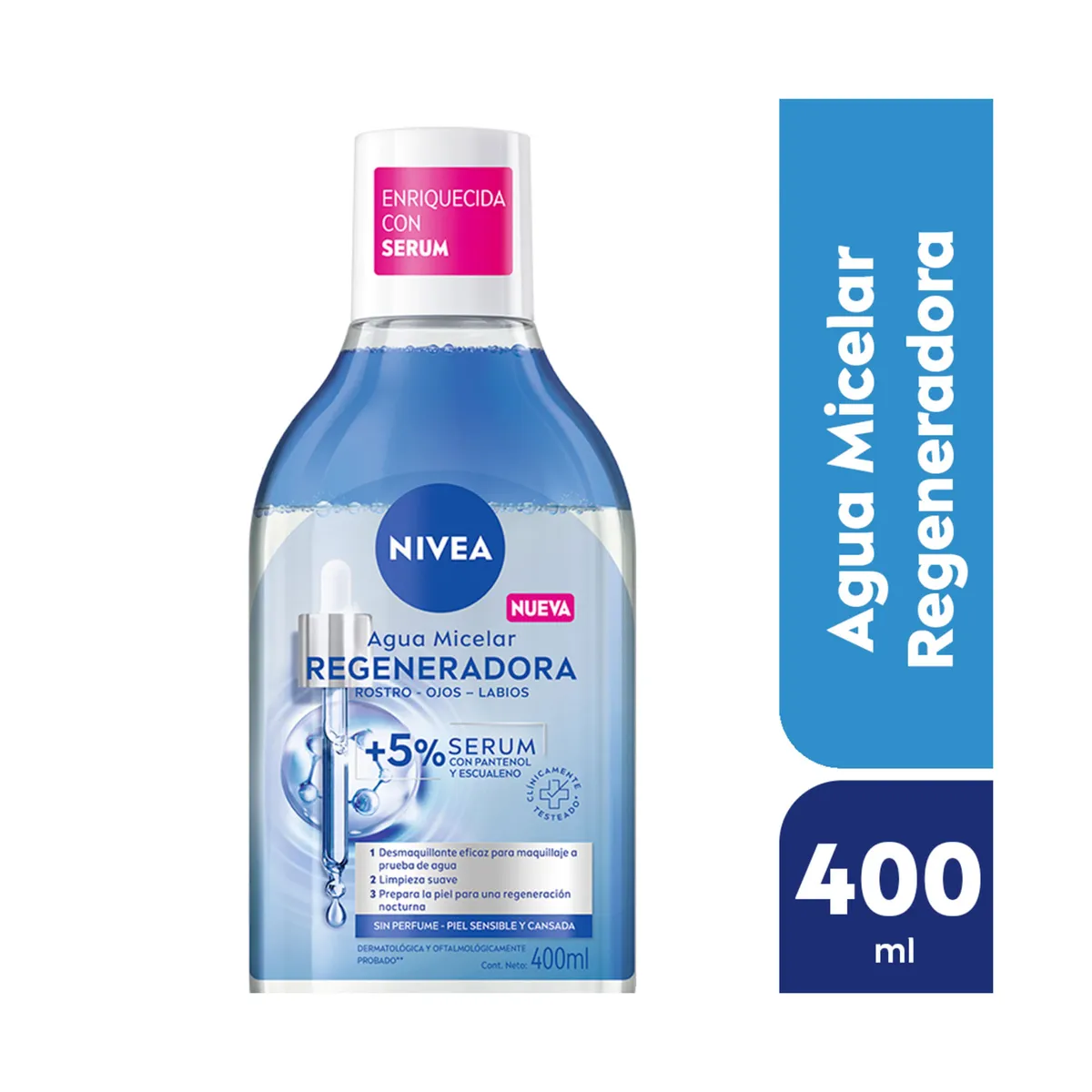 Agua micelar bifasica Nivea con serum regenadora 400 ml