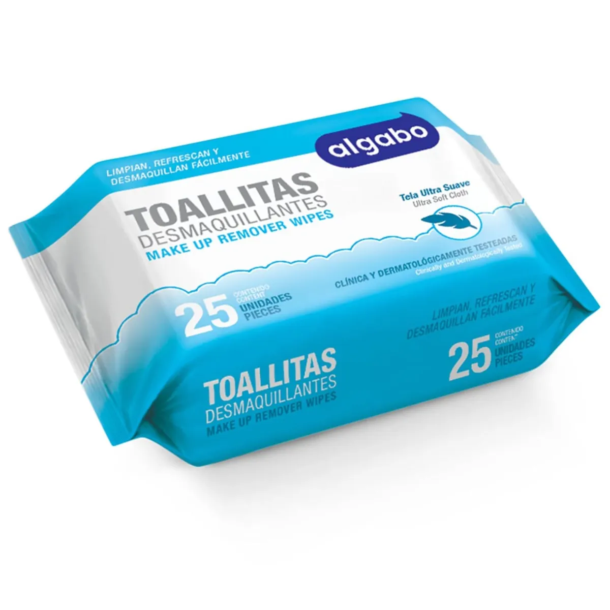 Toallas desmaquillantes Algabo de algodón x 25 uni