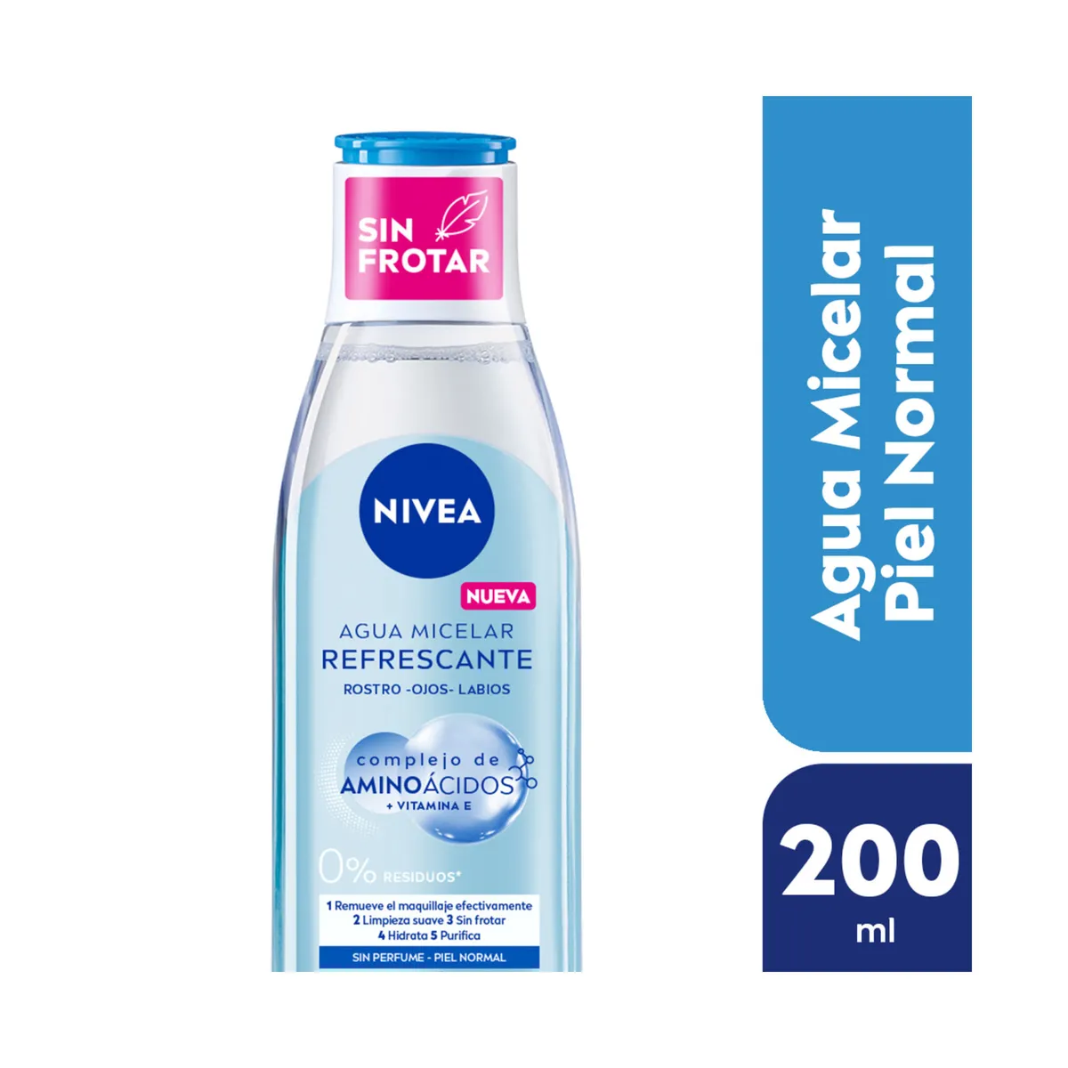 Agua micelar 5 en 1 Nivea Refrescante para piel normal 200 ml.