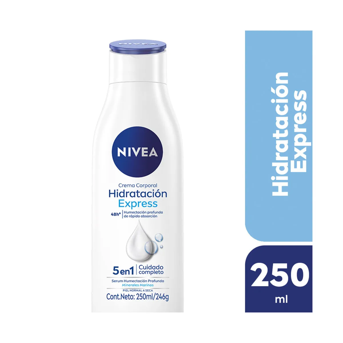 Crema corporal Nivea hidratación express humectación profunda piel normal a seca 250 ml.