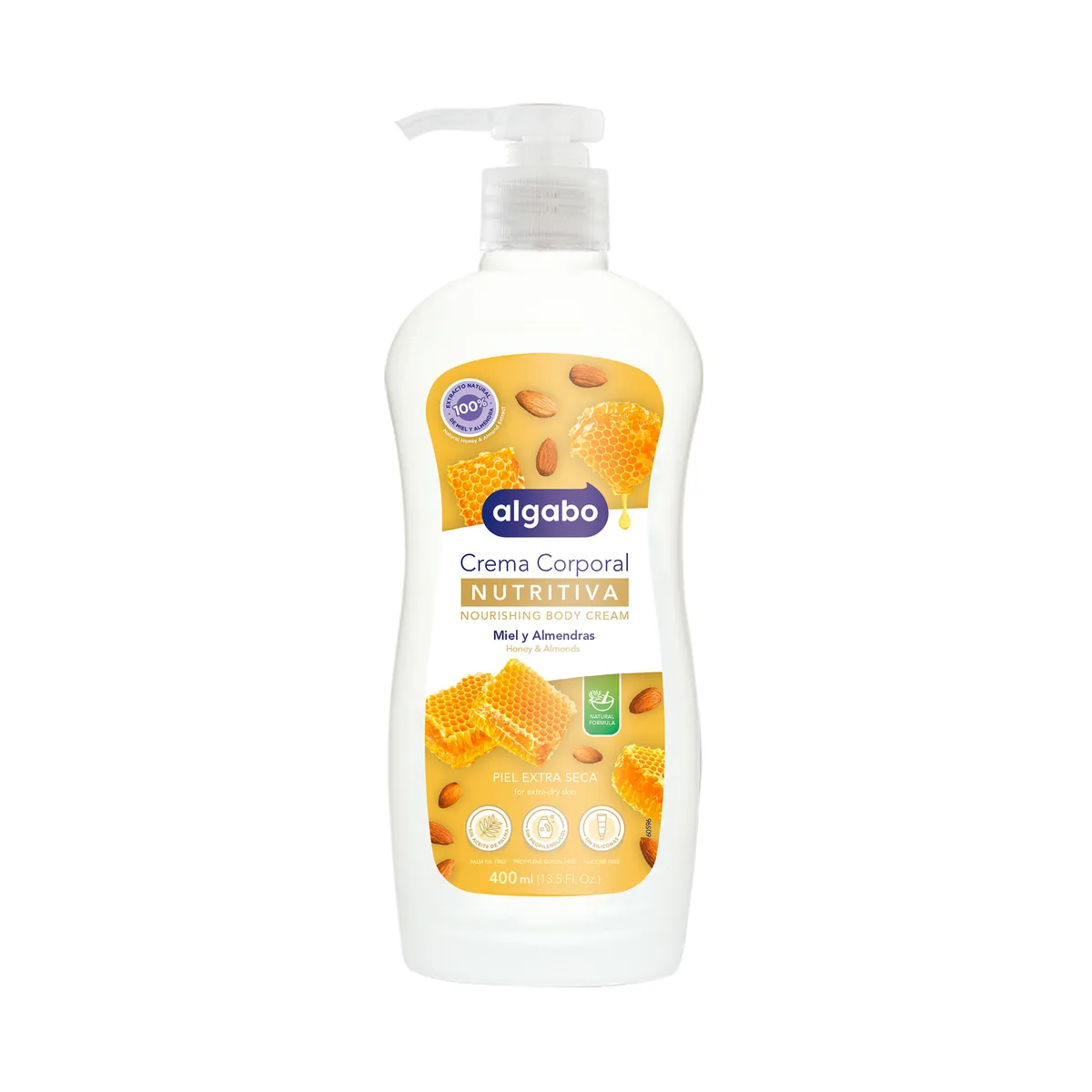 Crema corporal Algabo miel y almendras 400 cc.