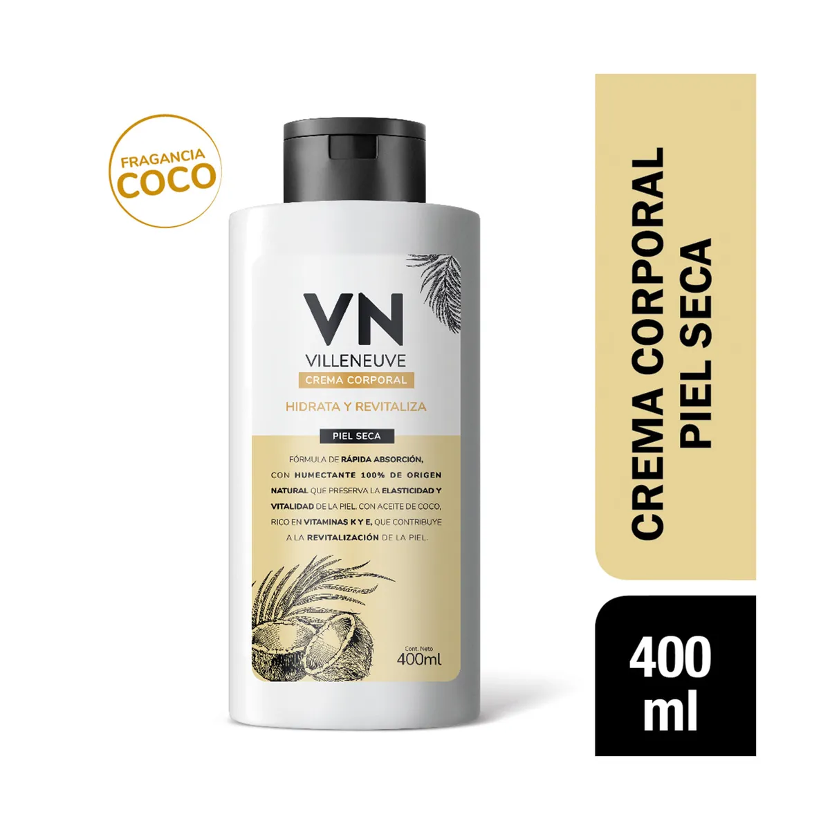 Crema corporal Villeneuve piel seca 400 cc.