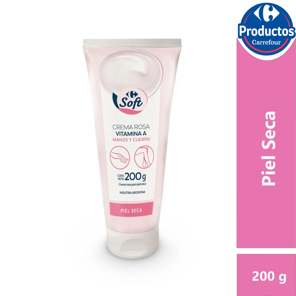 Crema rosa para piel seca Carrefour Soft en pomo 200 g.