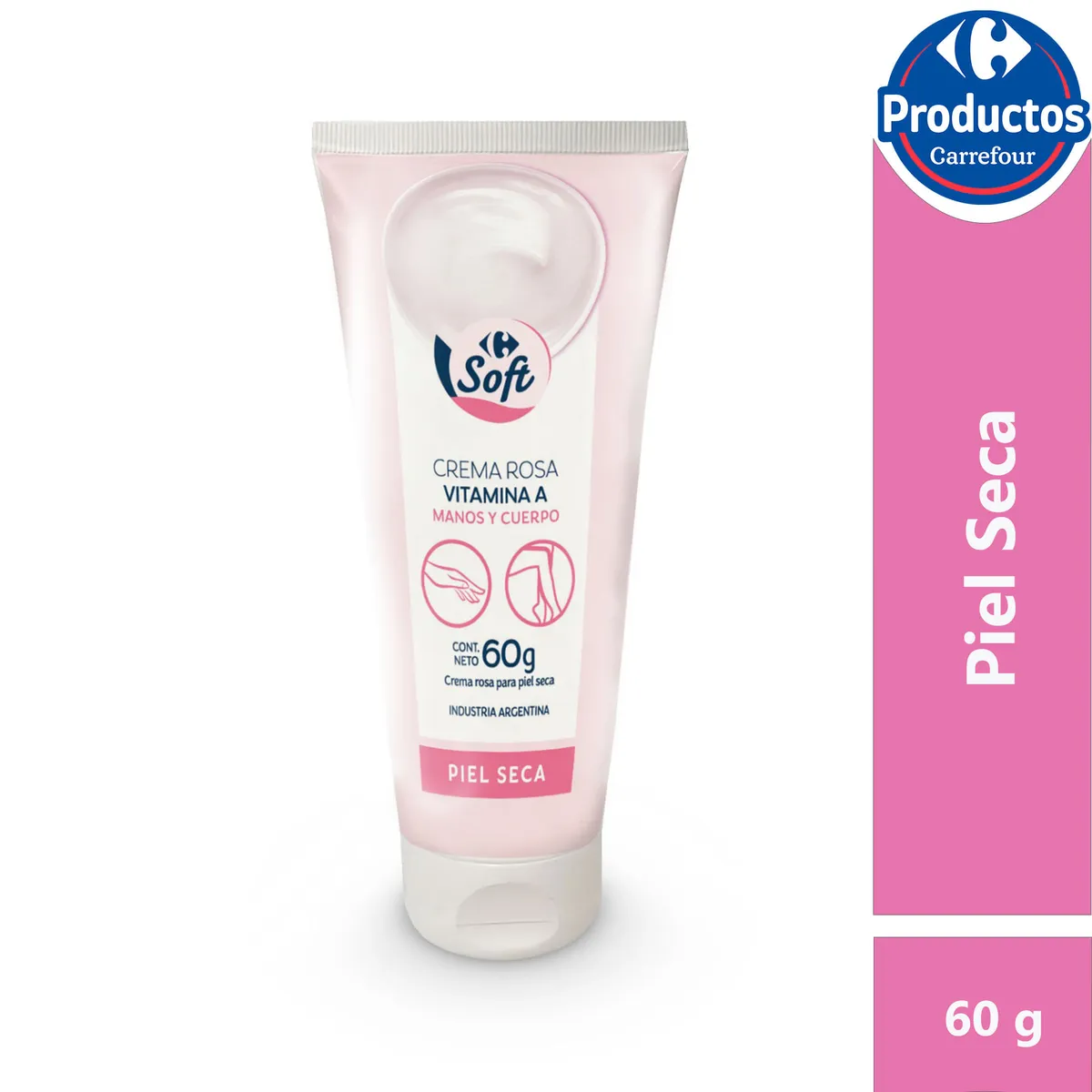 Crema rosa para piel seca Carrefour Soft en pomo 60 g.