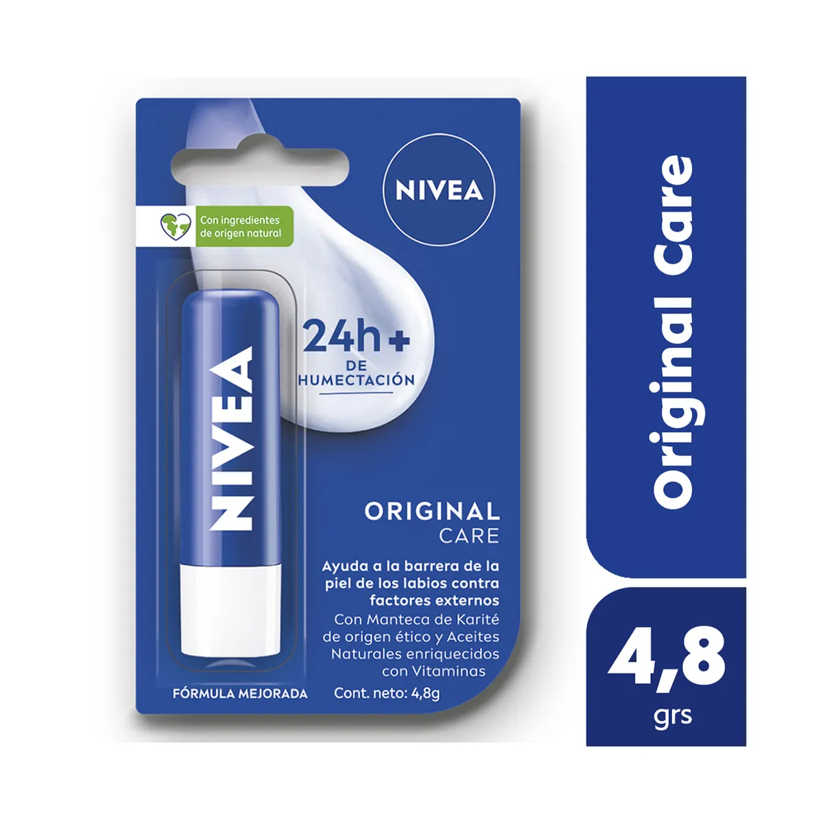 Protector labial humectante Nivea Essential original care para todo tipo de piel 4.8 g.