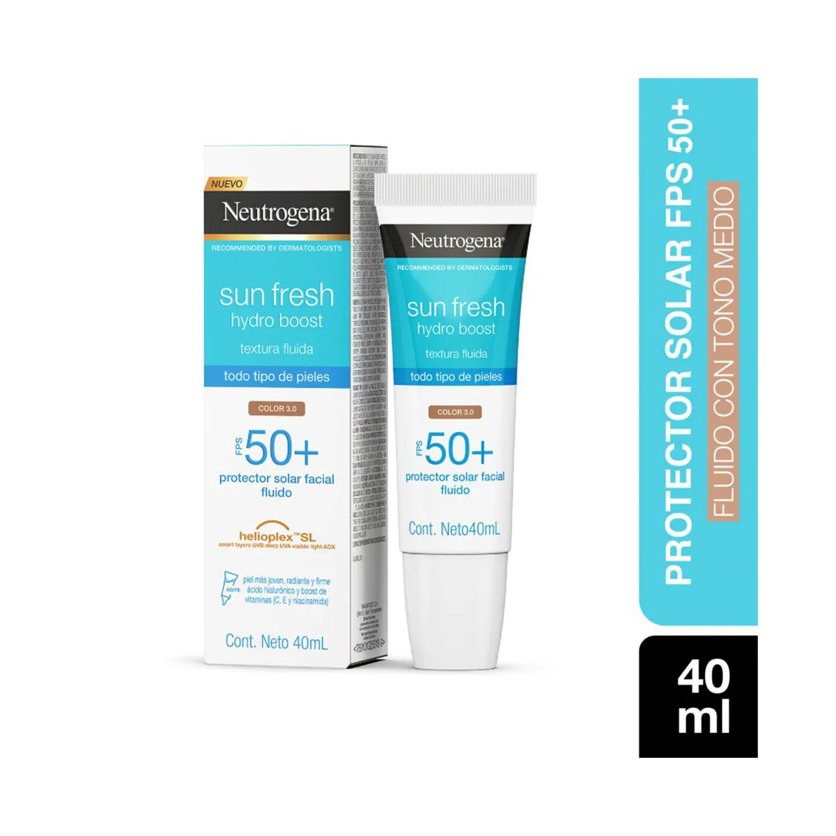 Protector solar Neutrogena hydro boost tono medio fps 50 40 ml