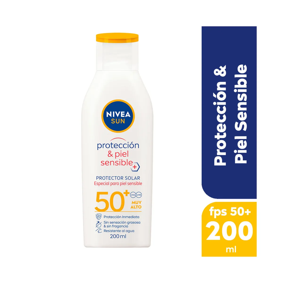 Protector solar Nivea Sun protección y piel sensible FPS 50 resistente al agua 200 ml
