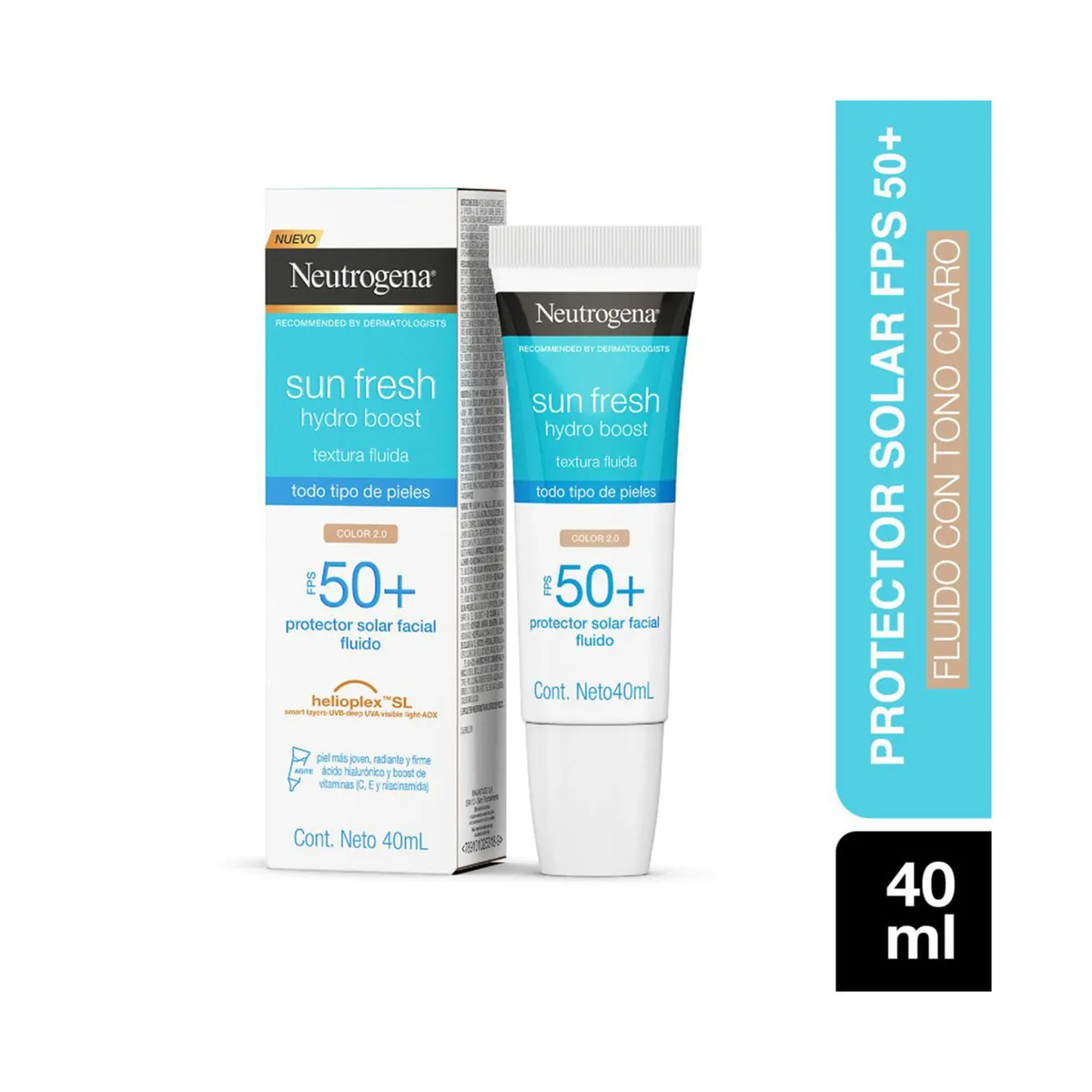 Protector solar Neutrogena hydro boost tono Claro FPS 50 40 ml