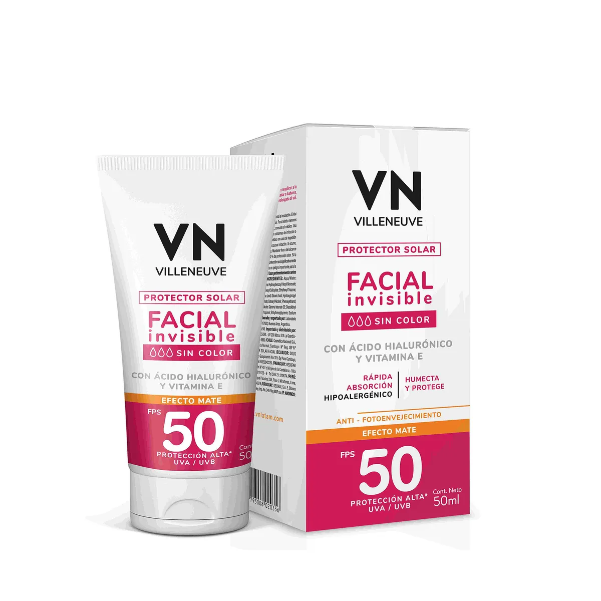 Protector solar facial Villeneuve FPS 50 50 cc.
