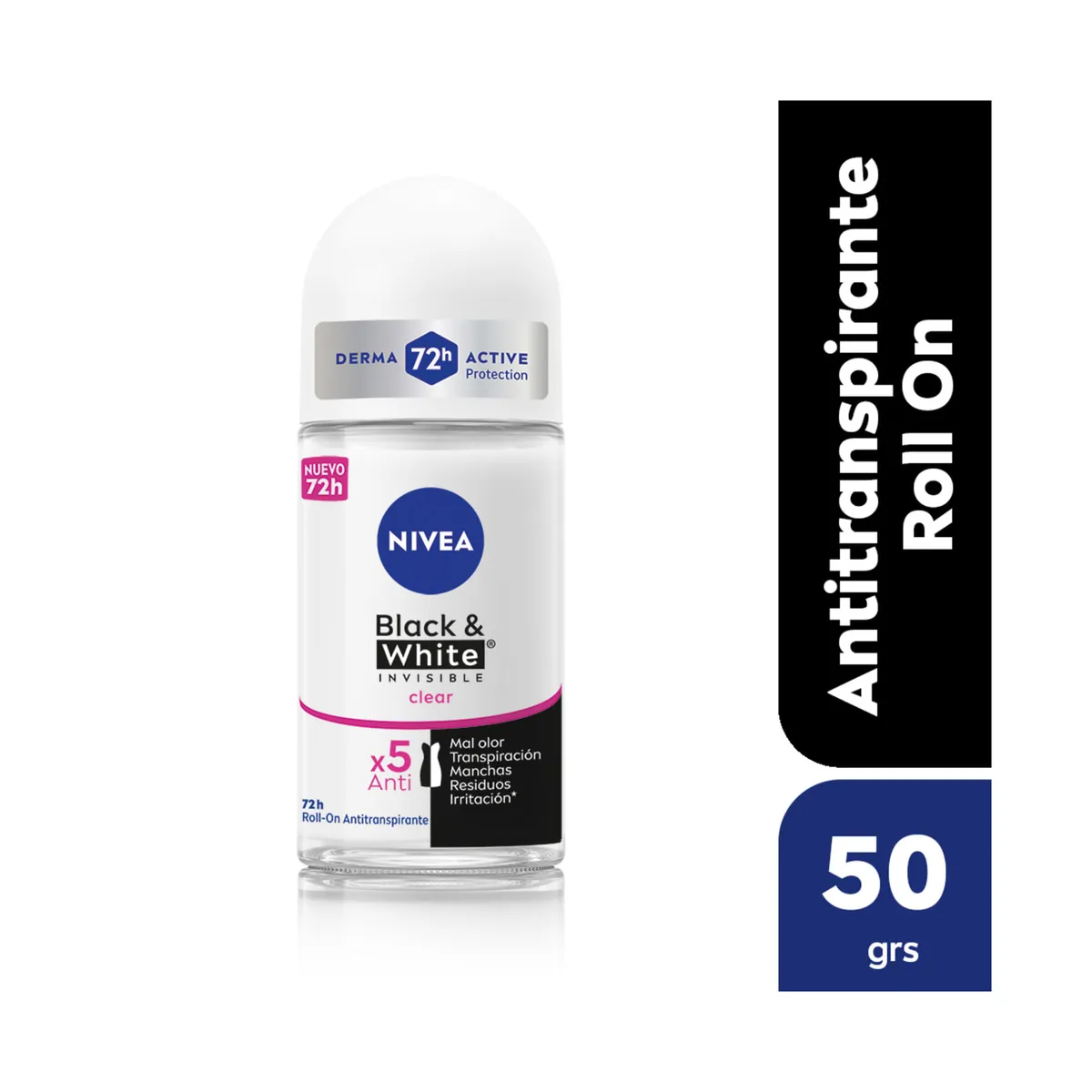 Desodorante antitranspirante femenino Nivea Invisible Black&White roll on 50 ml