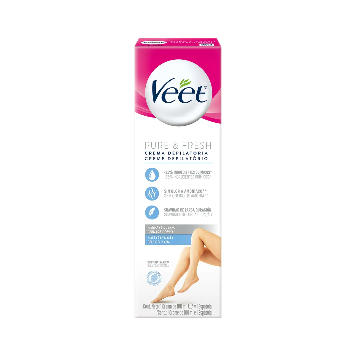 Veet crema depilatoria corporal piel sensible 100 ml.