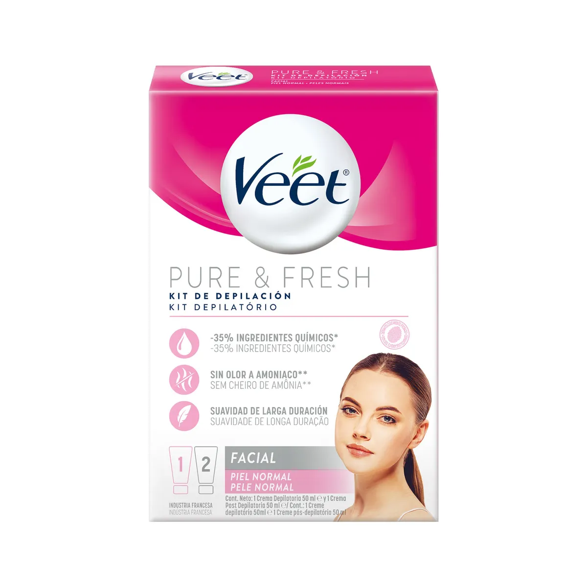 Veet crema kit facial depilatoria x2 50 ml.