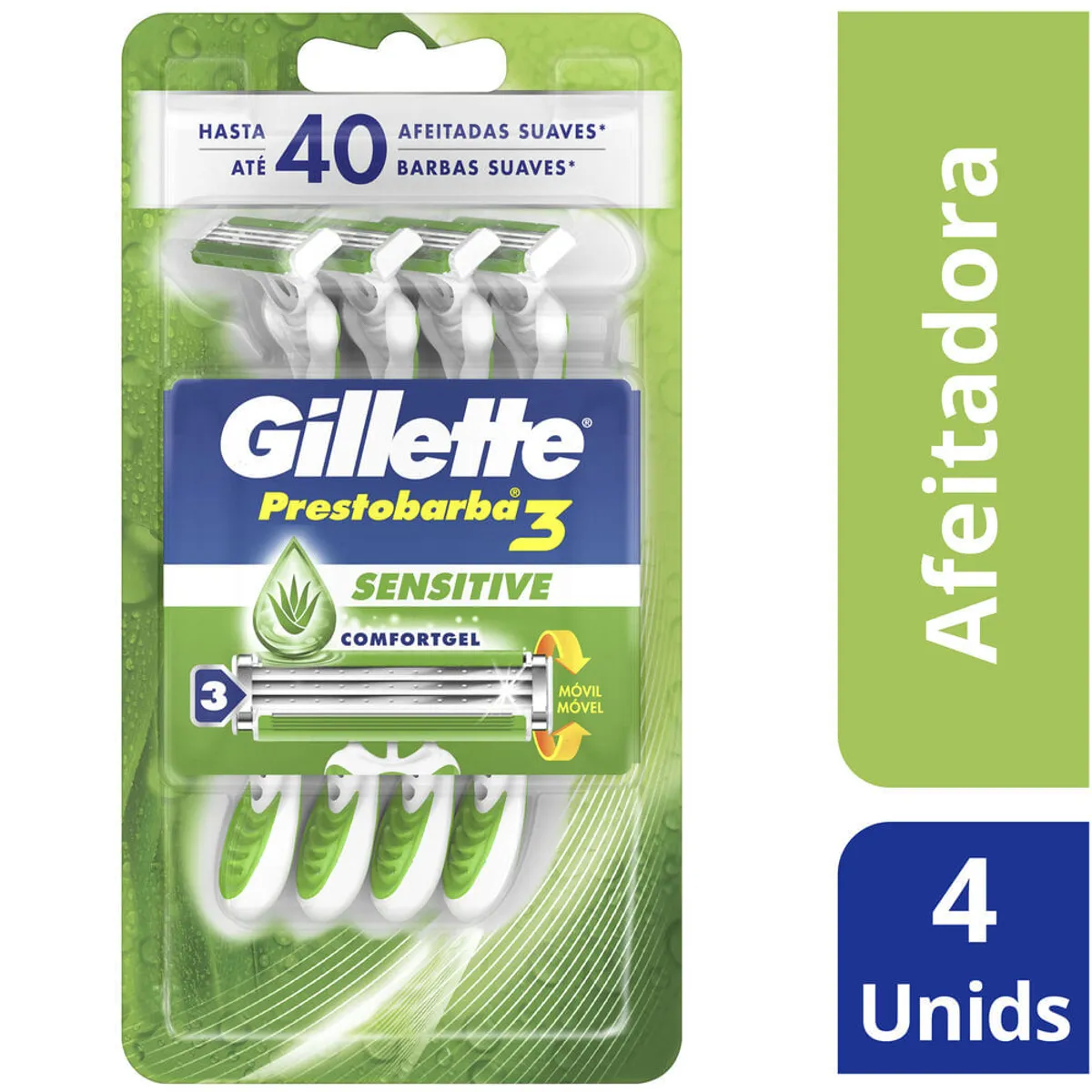 Máquina de afeitar Gillette Prestobarba3 sense care 4 u.