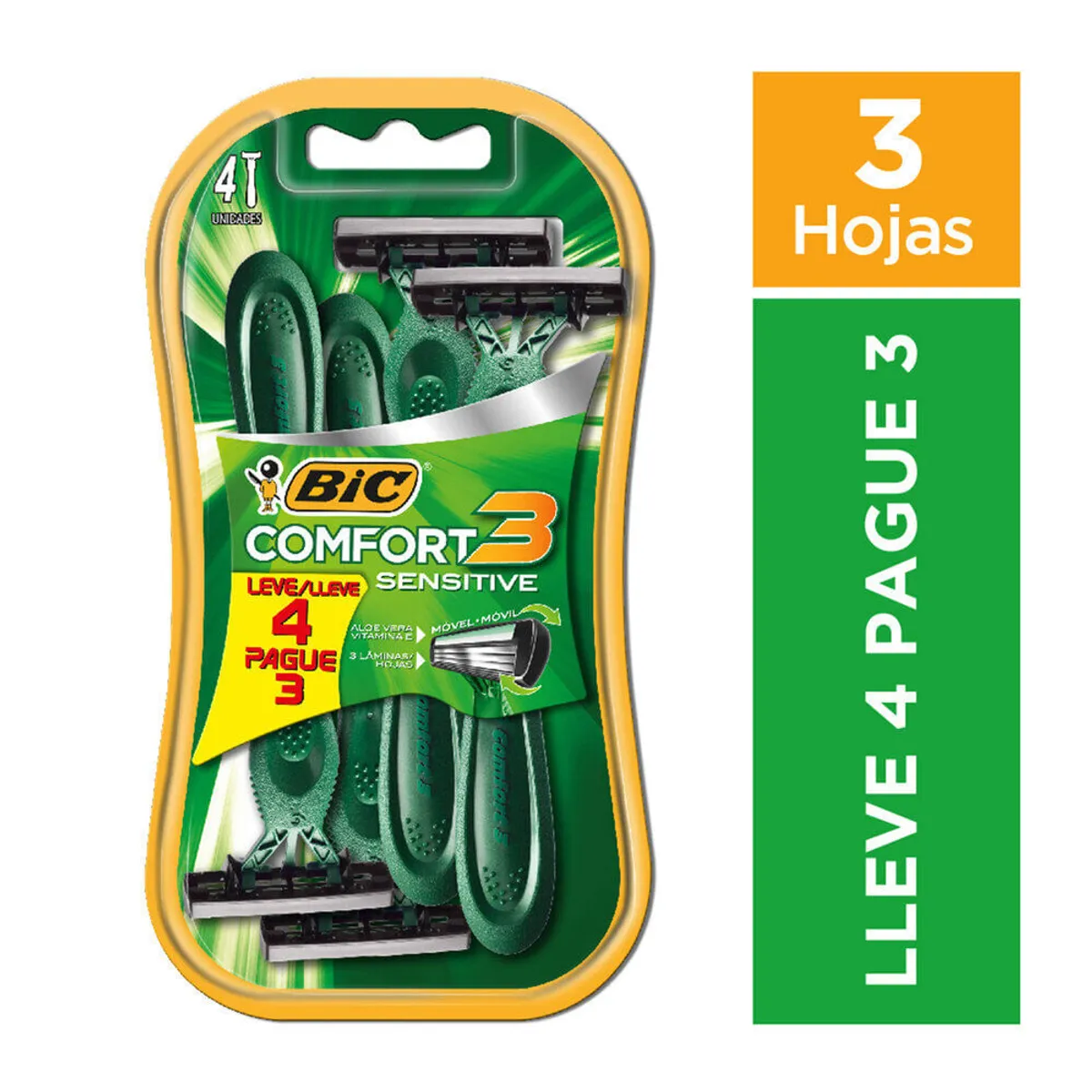 Maquina de afeitar Confort 3 Bic 4 u.