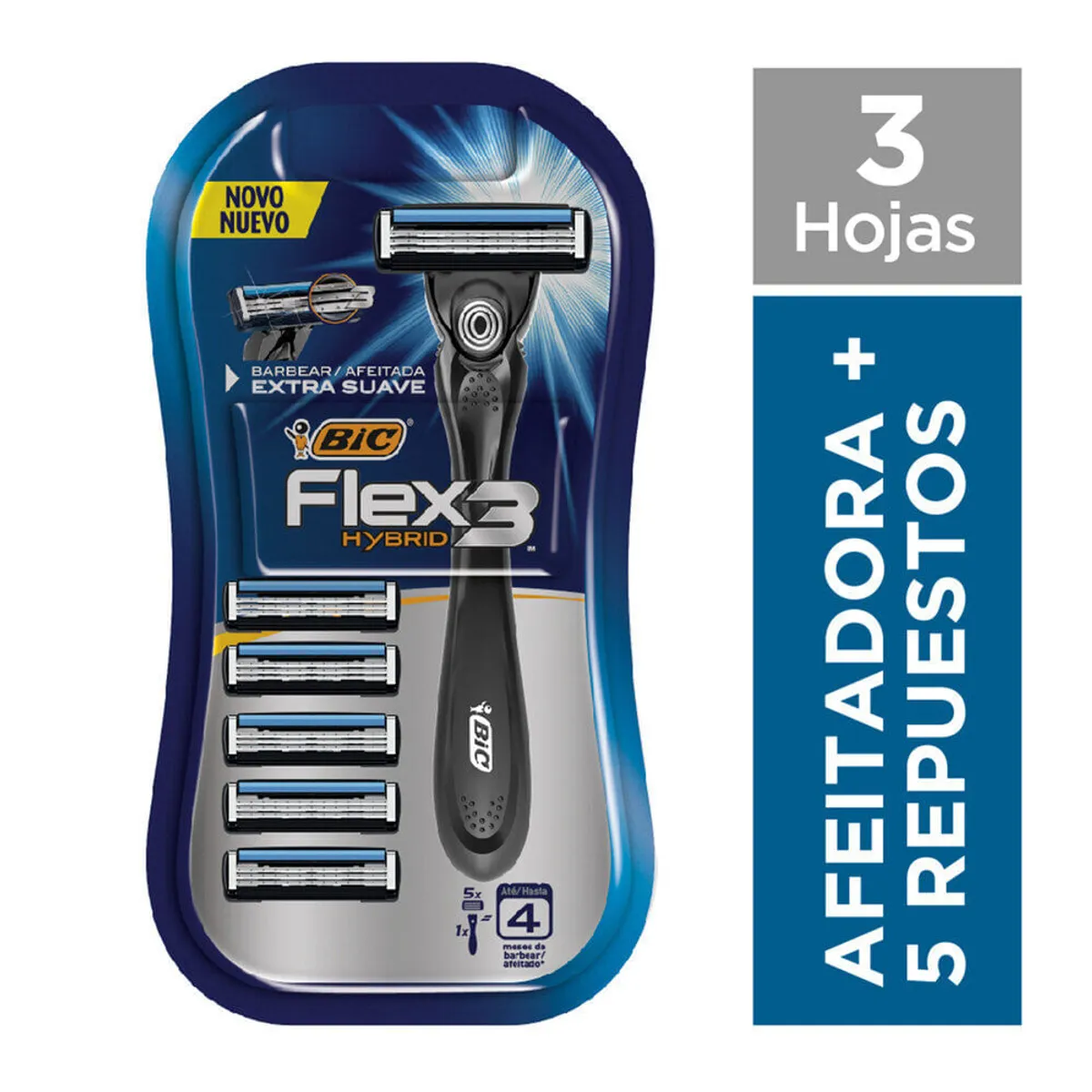 Máquina de afeitar Bic flex 3 hybrid 5 u.