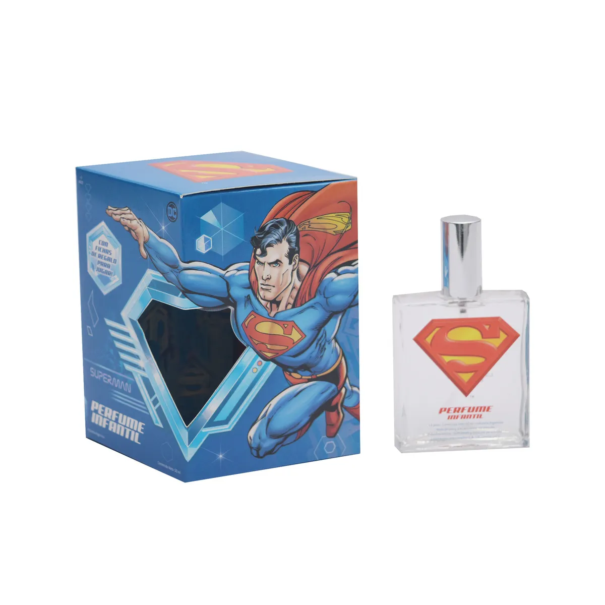 Perfume Disney infantil con tazos para jugar superman 50 cc.