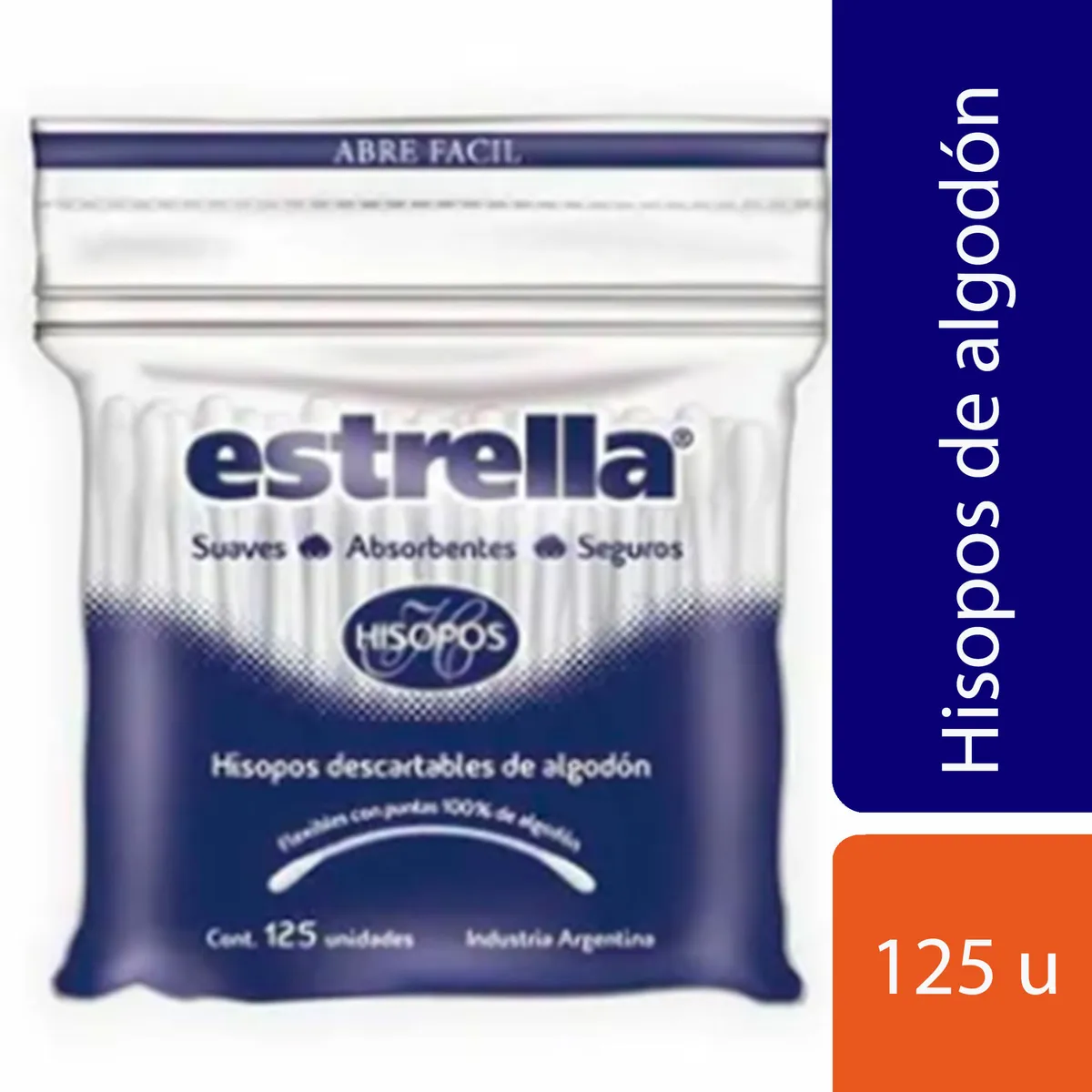 Hisopos Estrella bolsa zipper x 125 uni