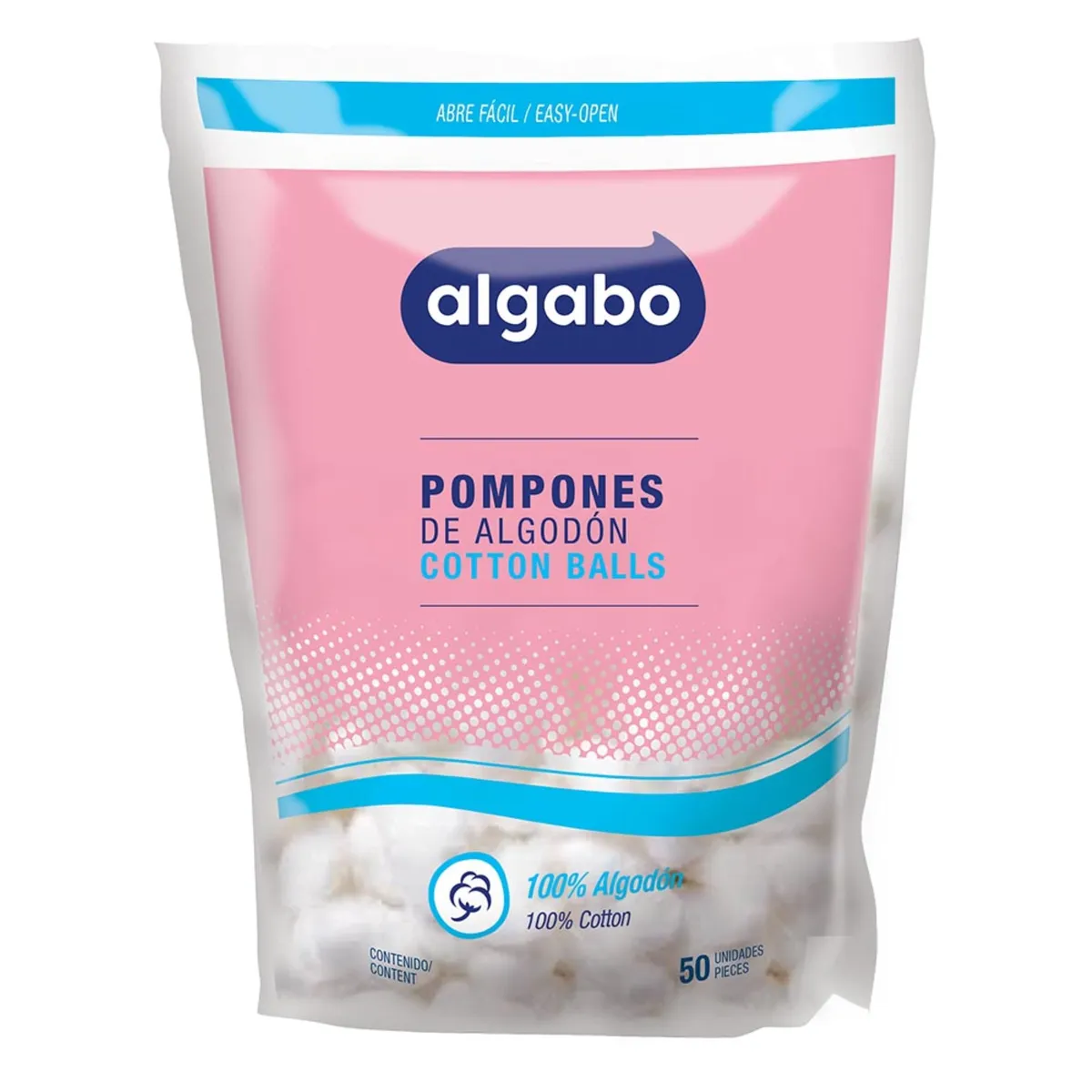 Algodón Algabo en pompones x 50 uni