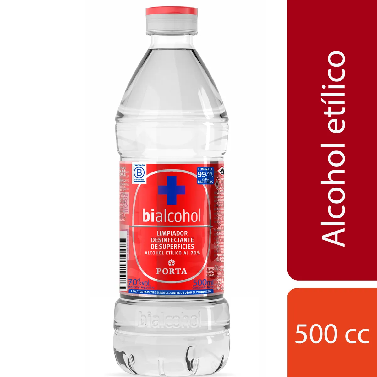 Alcohol etílico 70 desinfec Bialcohol pet 500 cc.