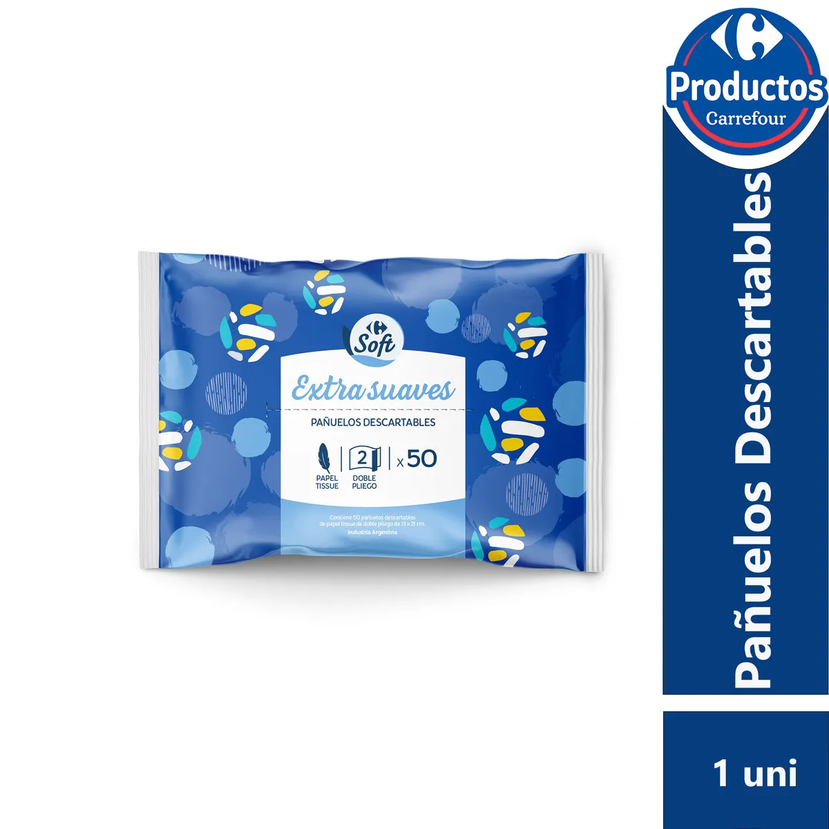 Pañuelos descartables Carrefour Soft 50 uni
