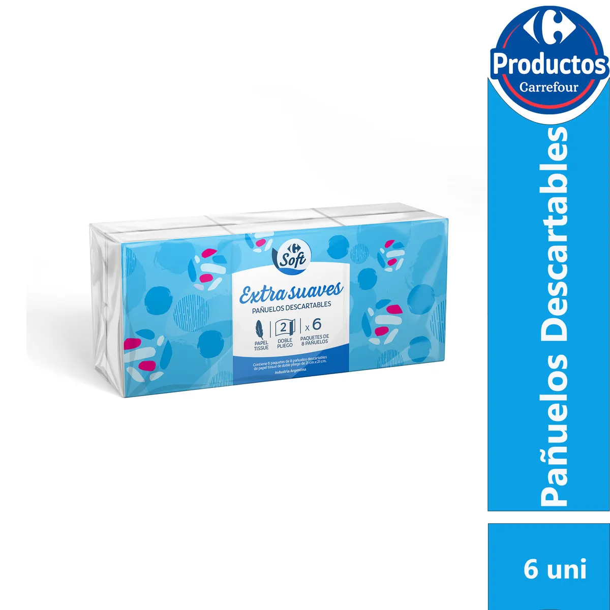 Pañuelos descartables mini Carrefour Soft x6 8 uni