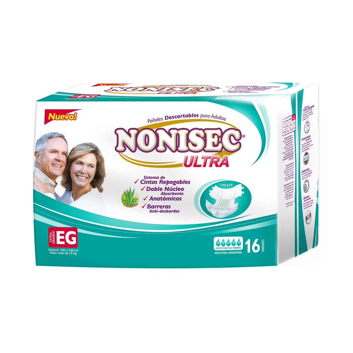 Pañal adulto Nonisec talle XG ultra elastizado x 16 uni