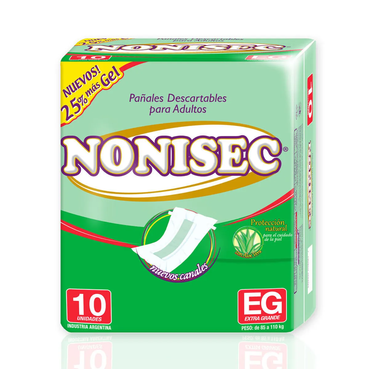 Pañales para adulto Nonisec con gel talle XG 10 u.
