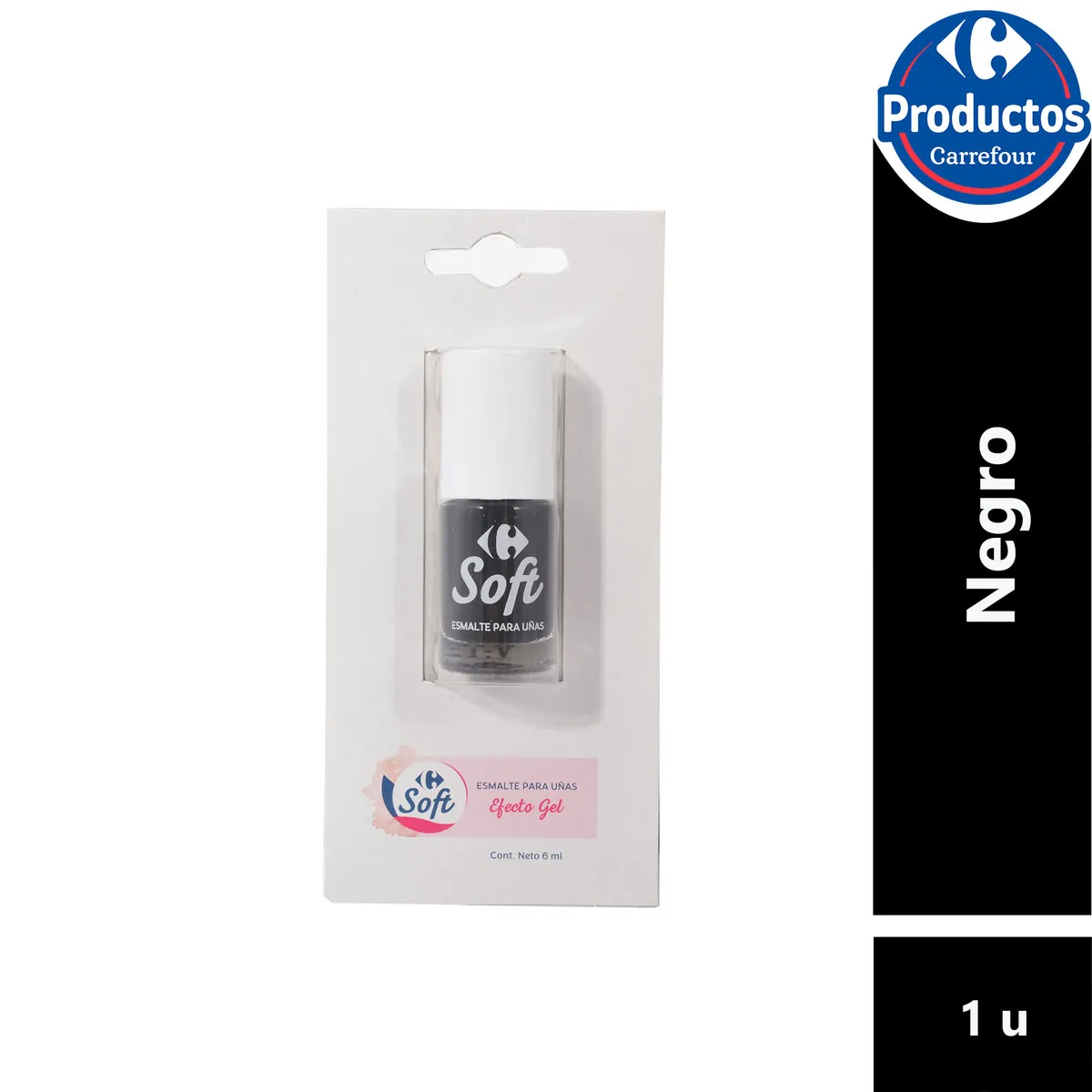 Esmalte para uñas Carrefour soft negro 6 cc.