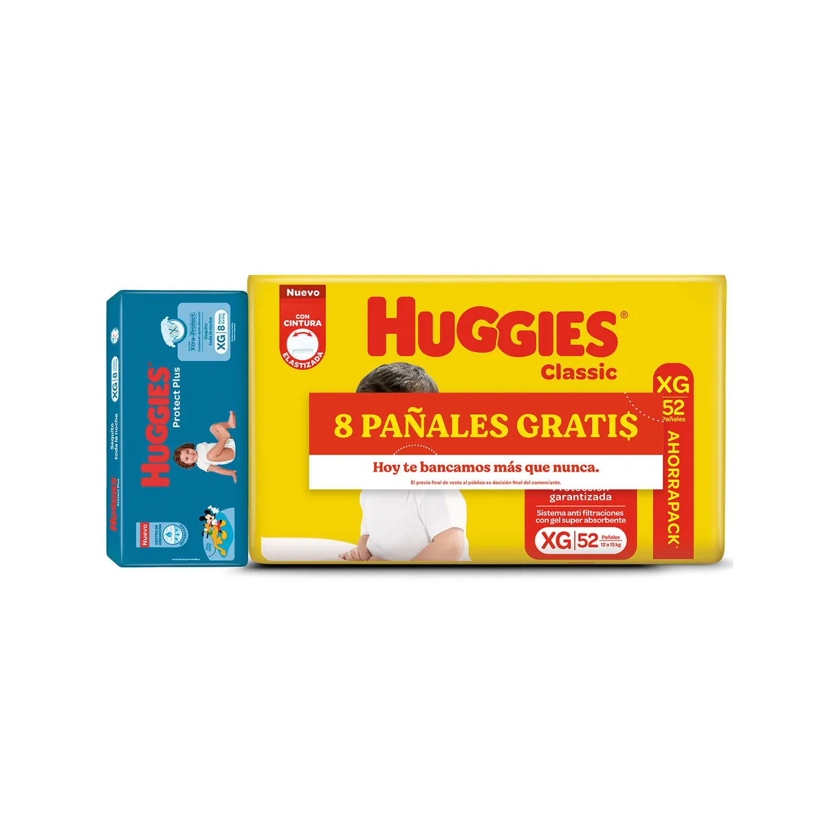 Combo pañales Huggies XG + 8 pañales de regalo.