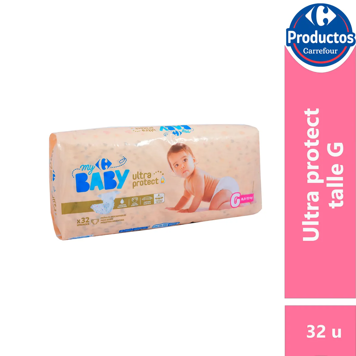 Pañal Carrefour baby talle G hiperpack 32 uni