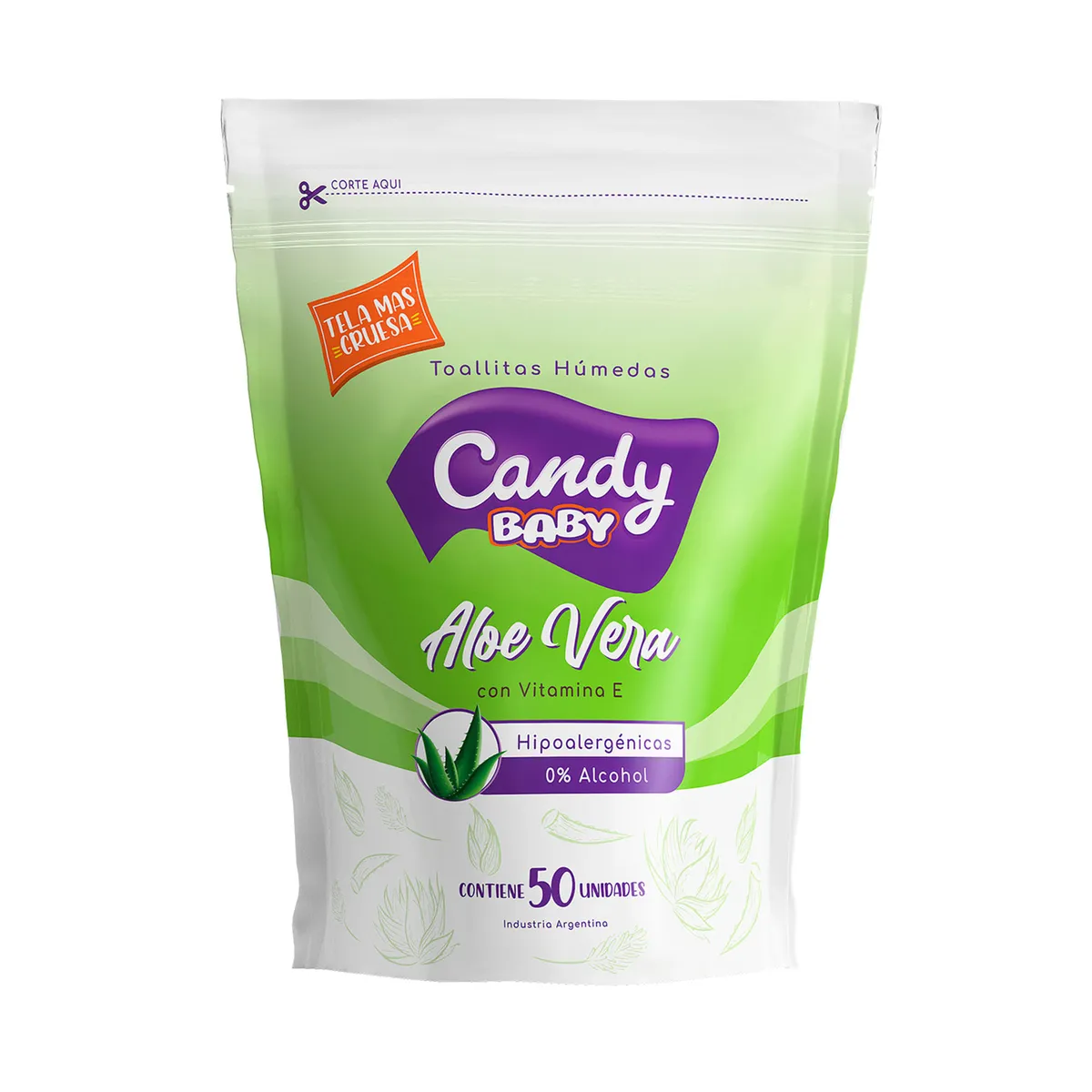 Toallitas húmedas Candy baby aloe vera prem 50 uni