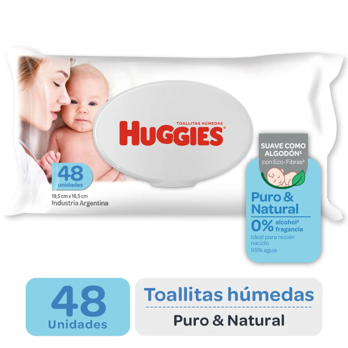 Toallas húmedas Huggies puro y natural 48 uni