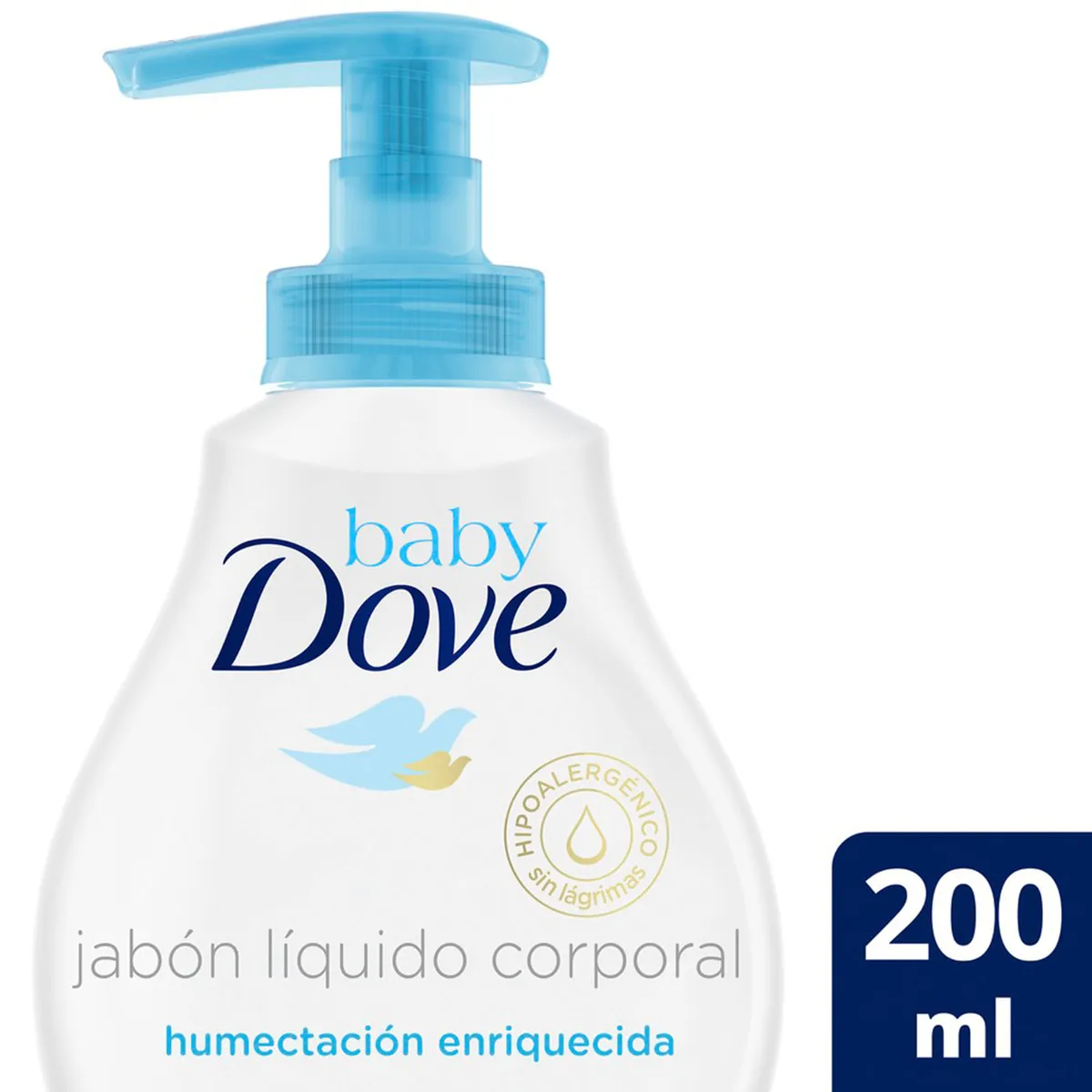 Jabón líquido corporal baby Dove humectación enriquecida 200 ml.
